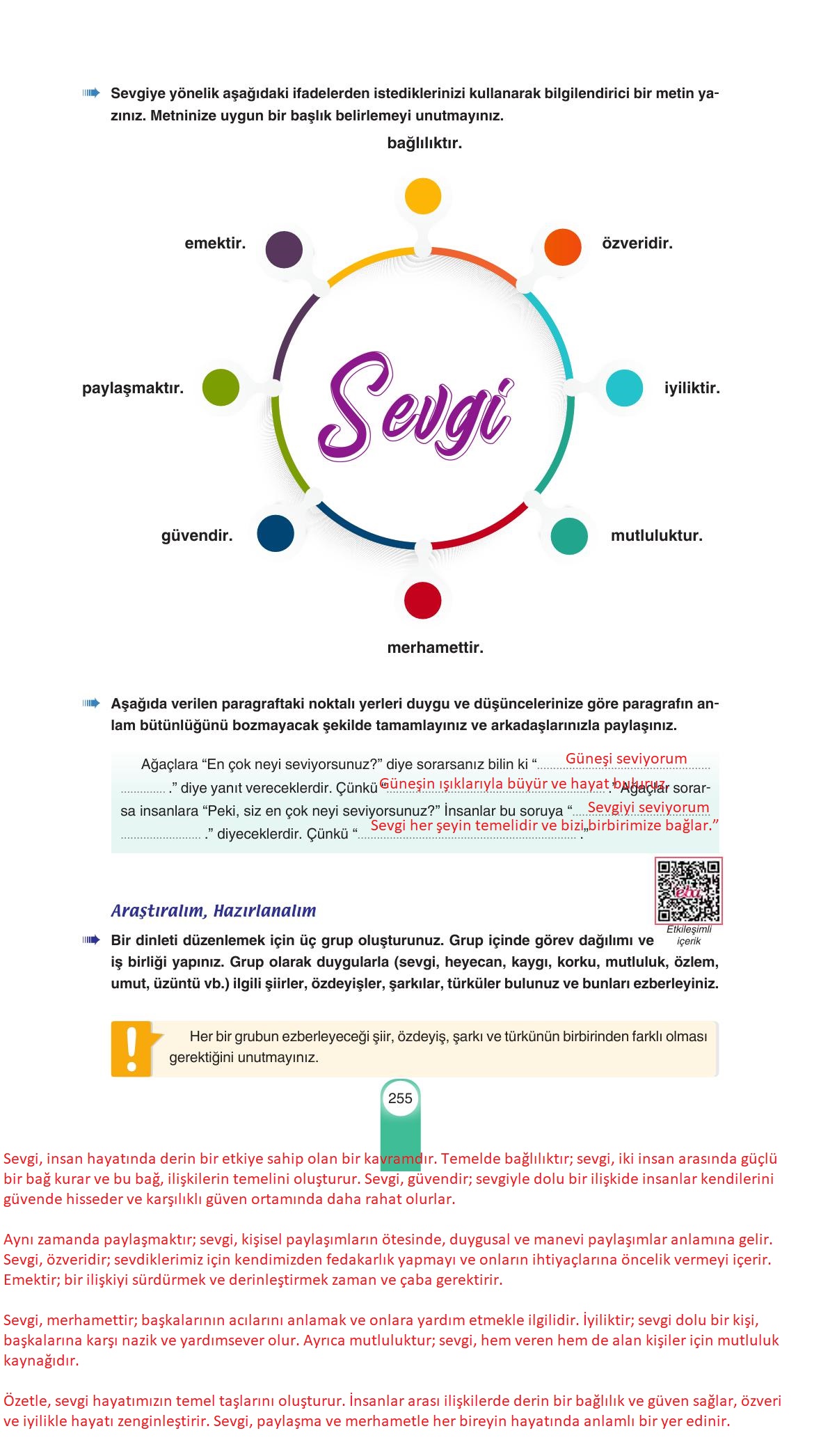 6. Sınıf Yıldırım Yayınları Türkçe Ders Kitabı Sayfa 255 Cevapları