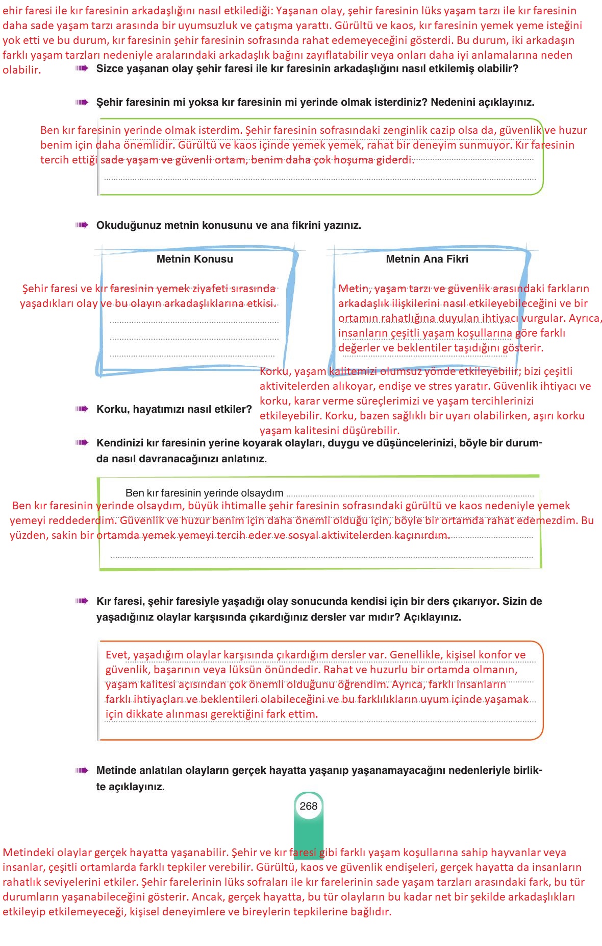 6. Sınıf Yıldırım Yayınları Türkçe Ders Kitabı Sayfa 268 Cevapları