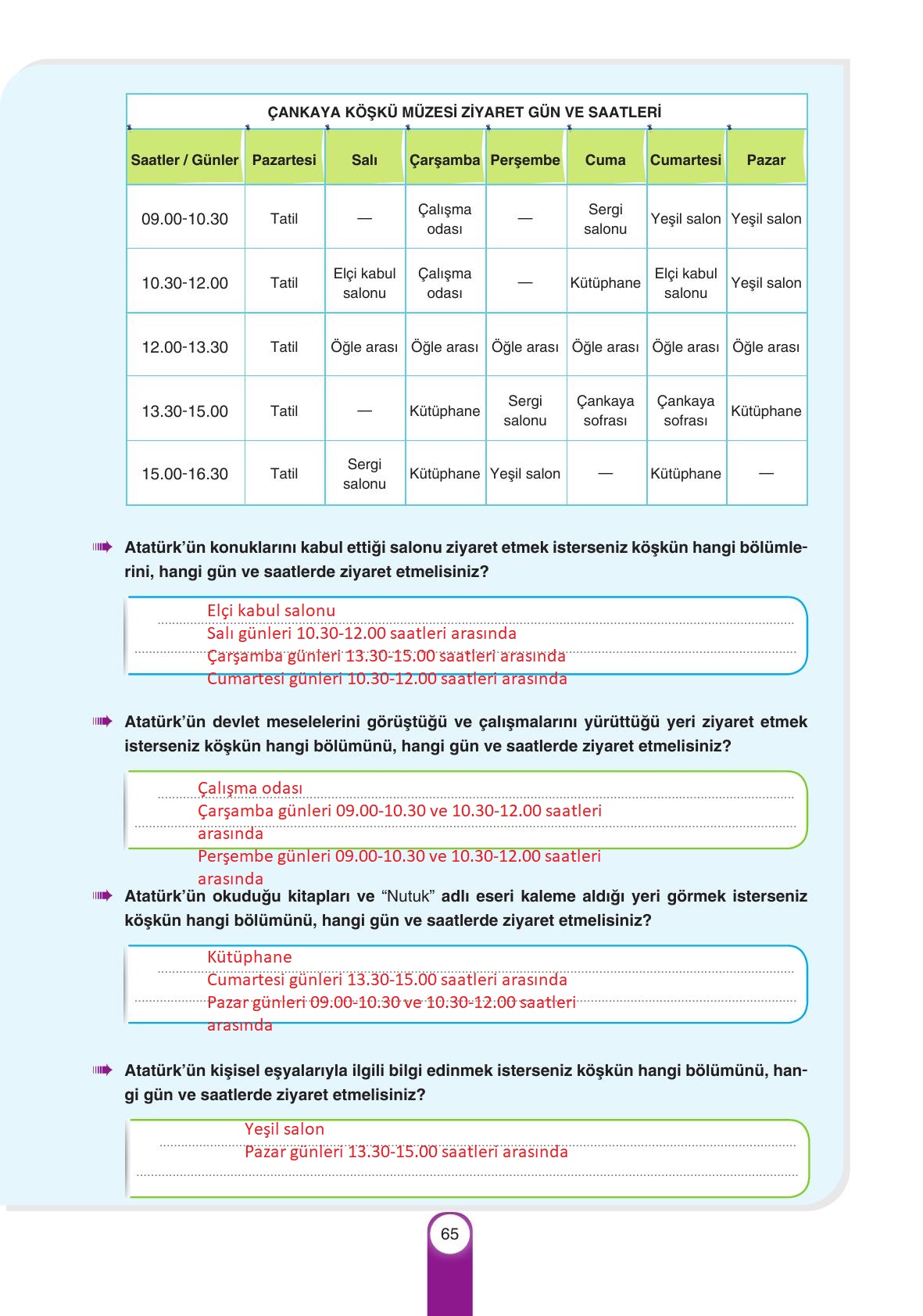 6. Sınıf Yıldırım Yayınları Türkçe Ders Kitabı Sayfa 65 Cevapları