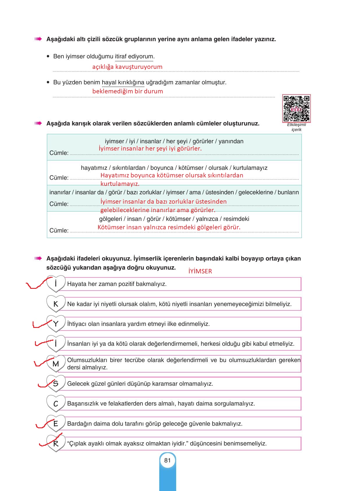 6. Sınıf Yıldırım Yayınları Türkçe Ders Kitabı Sayfa 81 Cevapları