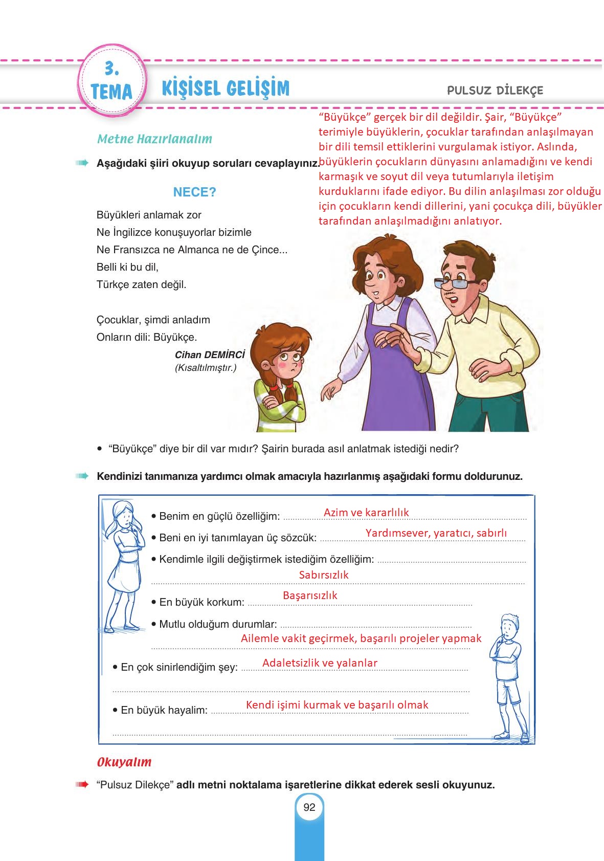 6. Sınıf Yıldırım Yayınları Türkçe Ders Kitabı Sayfa 92 Cevapları