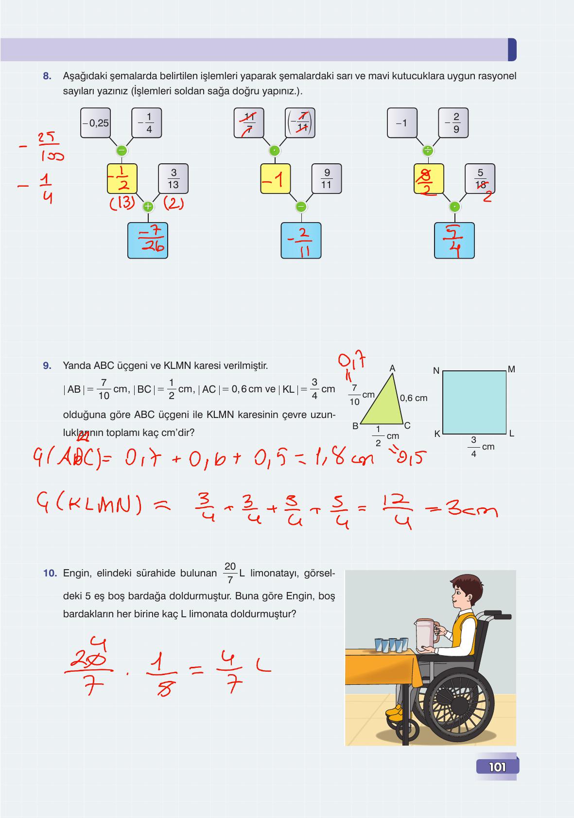 7. Sınıf Edat Yayınları Matematik Ders Kitabı Sayfa 101 Cevapları