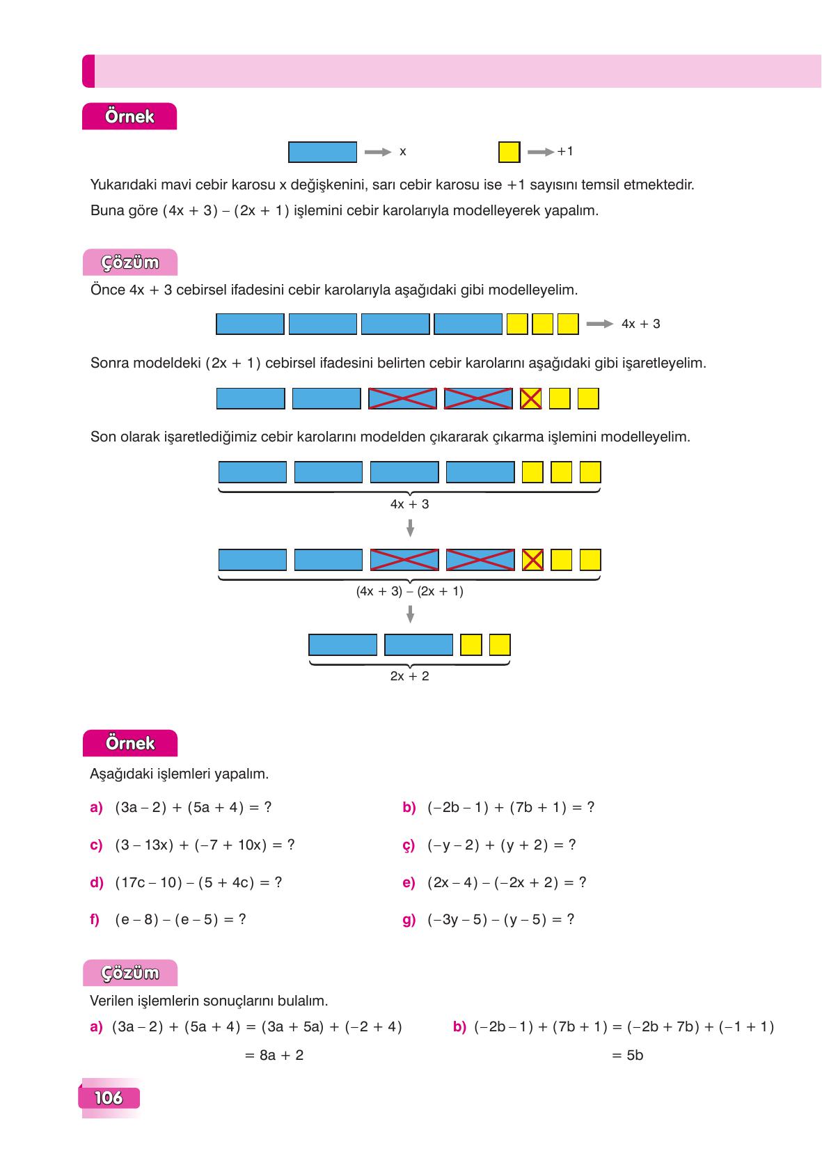 7. Sınıf Edat Yayınları Matematik Ders Kitabı Sayfa 106 Cevapları