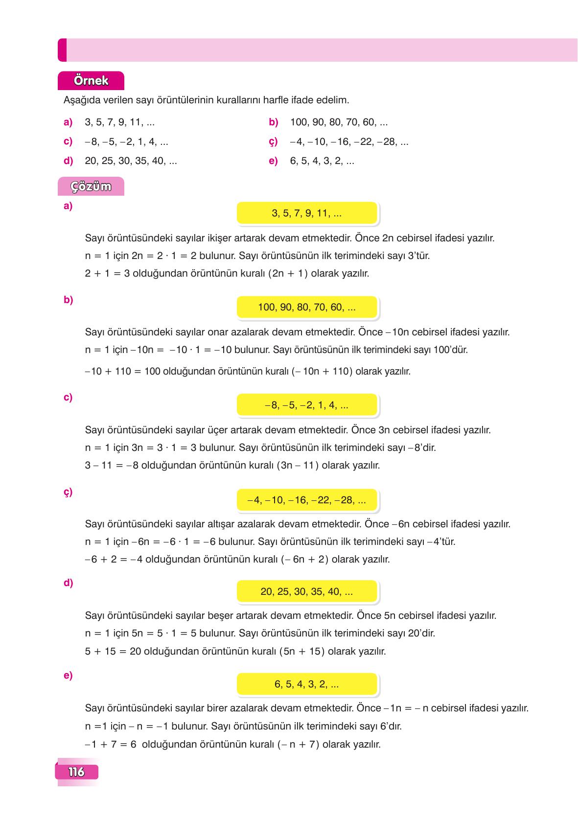 7. Sınıf Edat Yayınları Matematik Ders Kitabı Sayfa 116 Cevapları