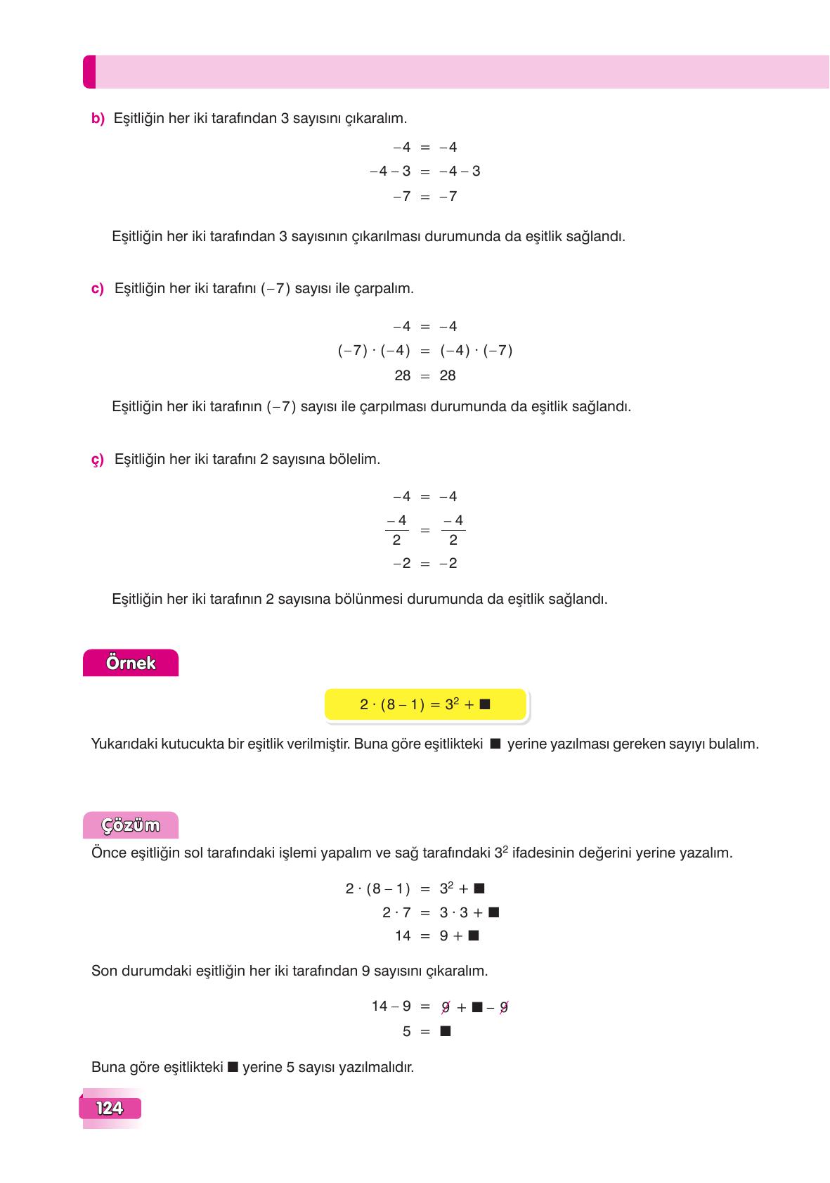 7. Sınıf Edat Yayınları Matematik Ders Kitabı Sayfa 124 Cevapları