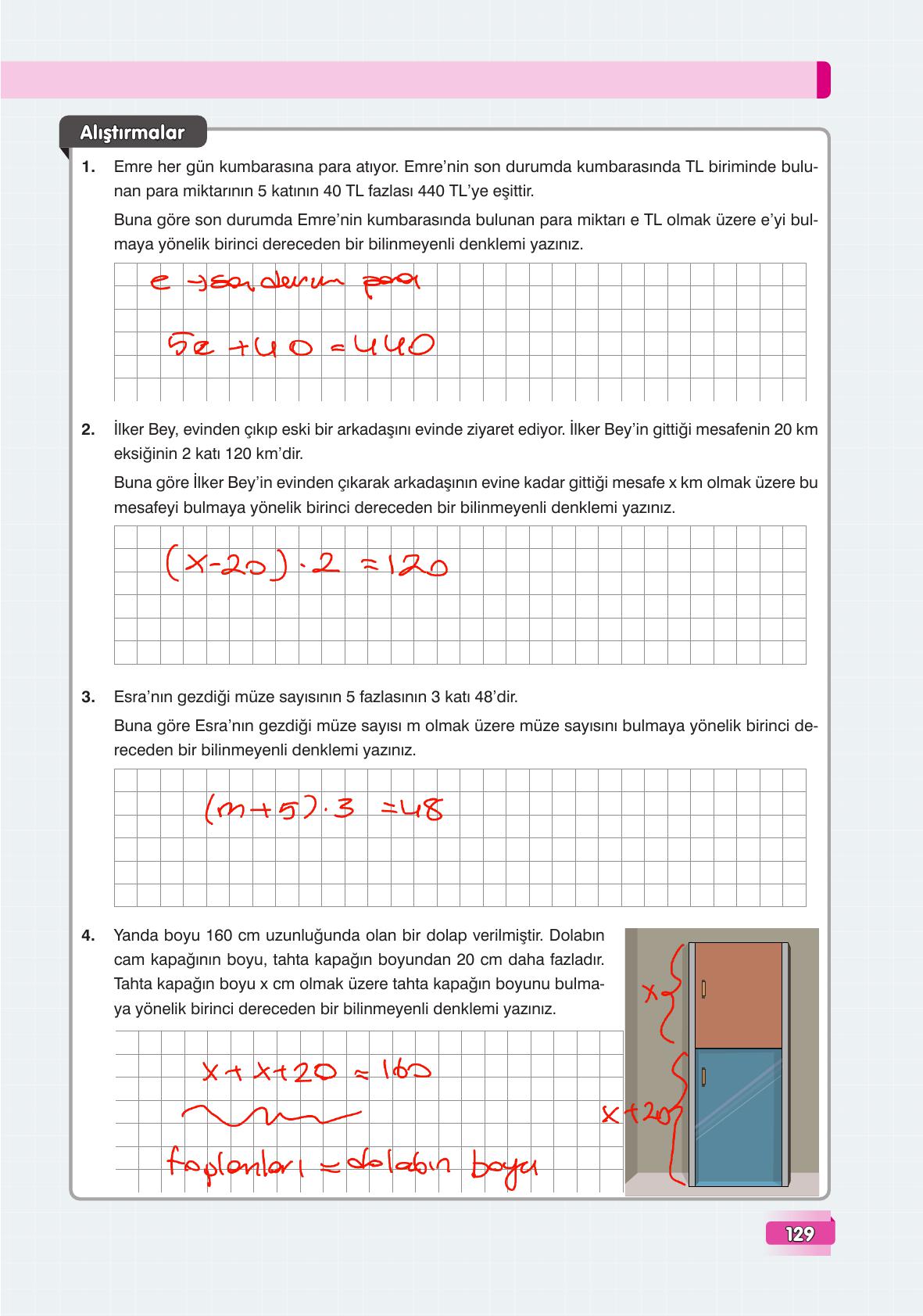 7. Sınıf Edat Yayınları Matematik Ders Kitabı Sayfa 129 Cevapları