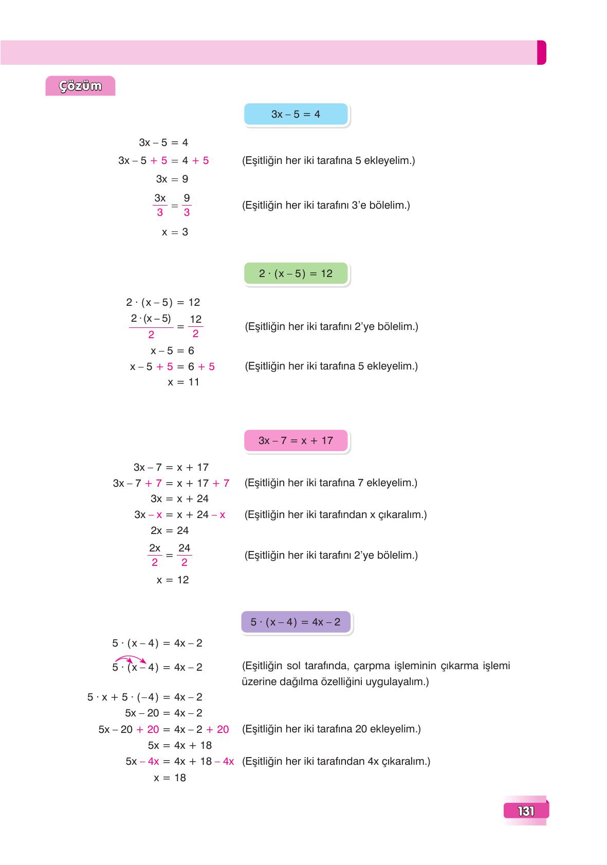 7. Sınıf Edat Yayınları Matematik Ders Kitabı Sayfa 131 Cevapları