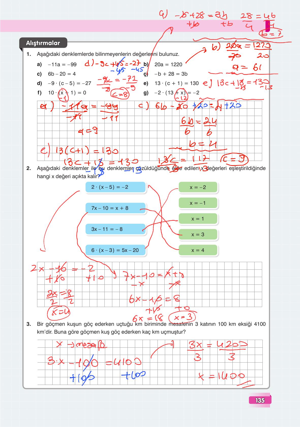 7. Sınıf Edat Yayınları Matematik Ders Kitabı Sayfa 135 Cevapları