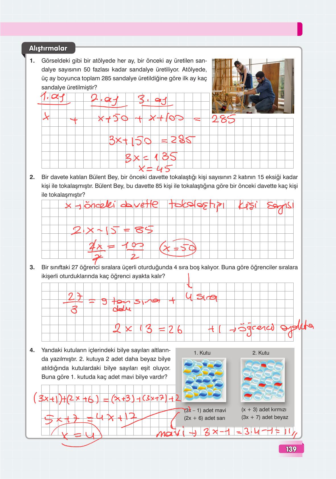 7. Sınıf Edat Yayınları Matematik Ders Kitabı Sayfa 139 Cevapları