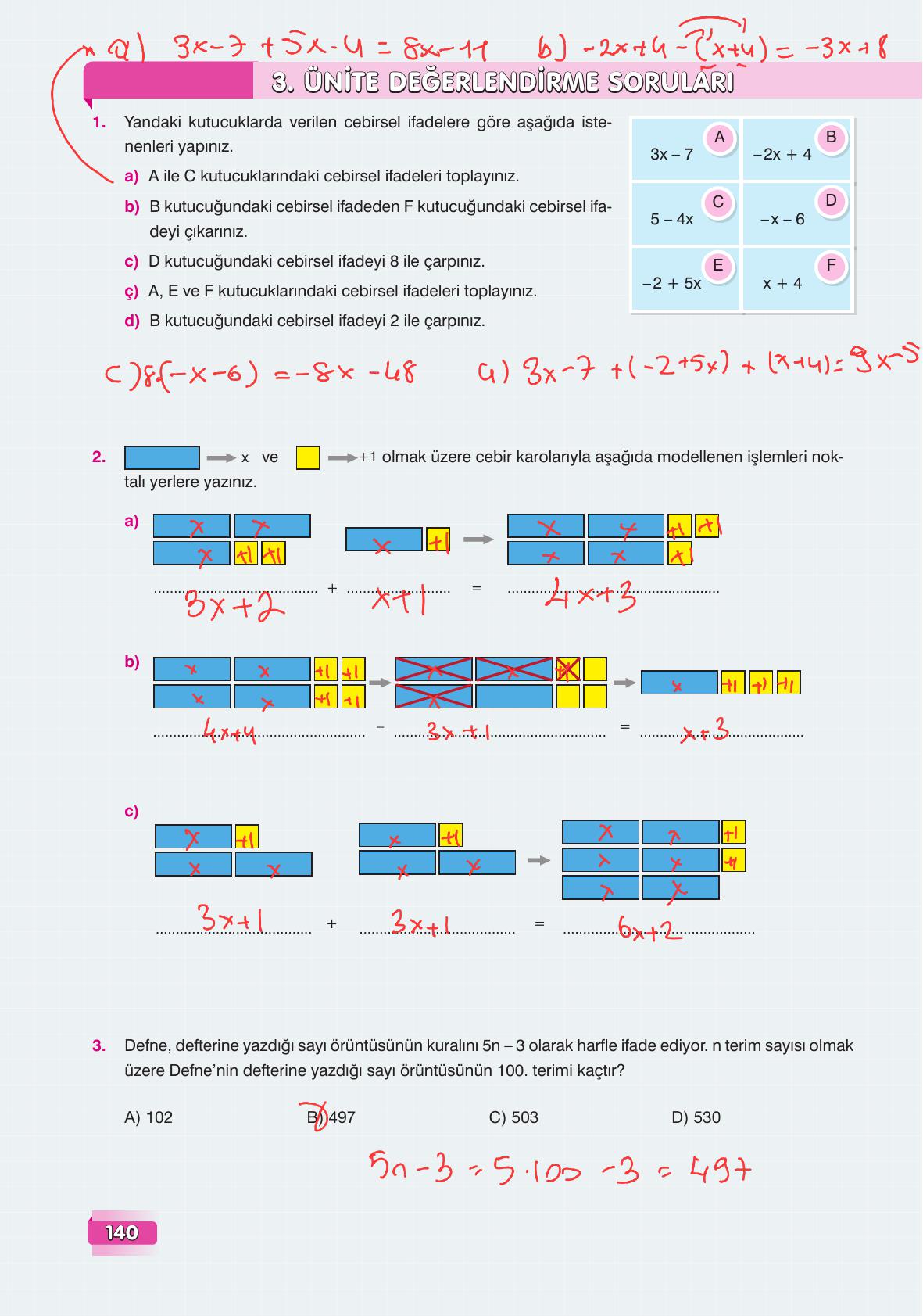 7. Sınıf Edat Yayınları Matematik Ders Kitabı Sayfa 140 Cevapları