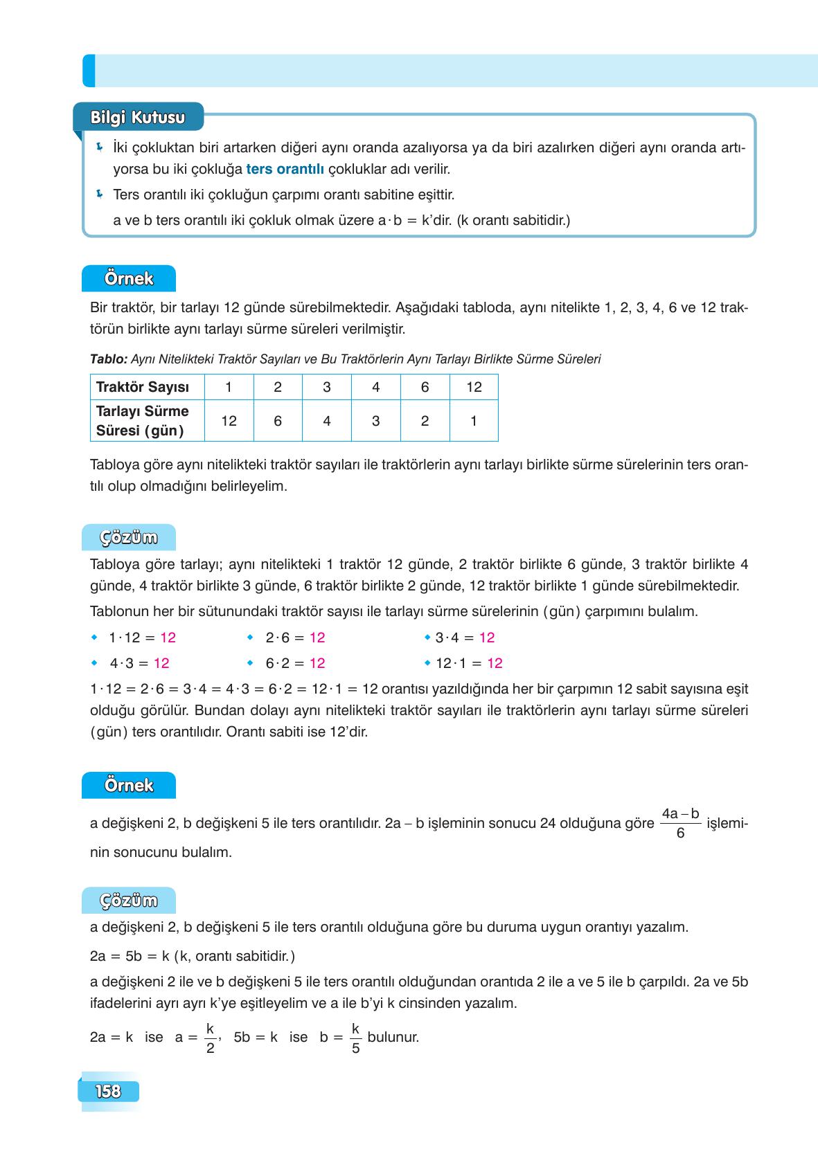 7. Sınıf Edat Yayınları Matematik Ders Kitabı Sayfa 158 Cevapları