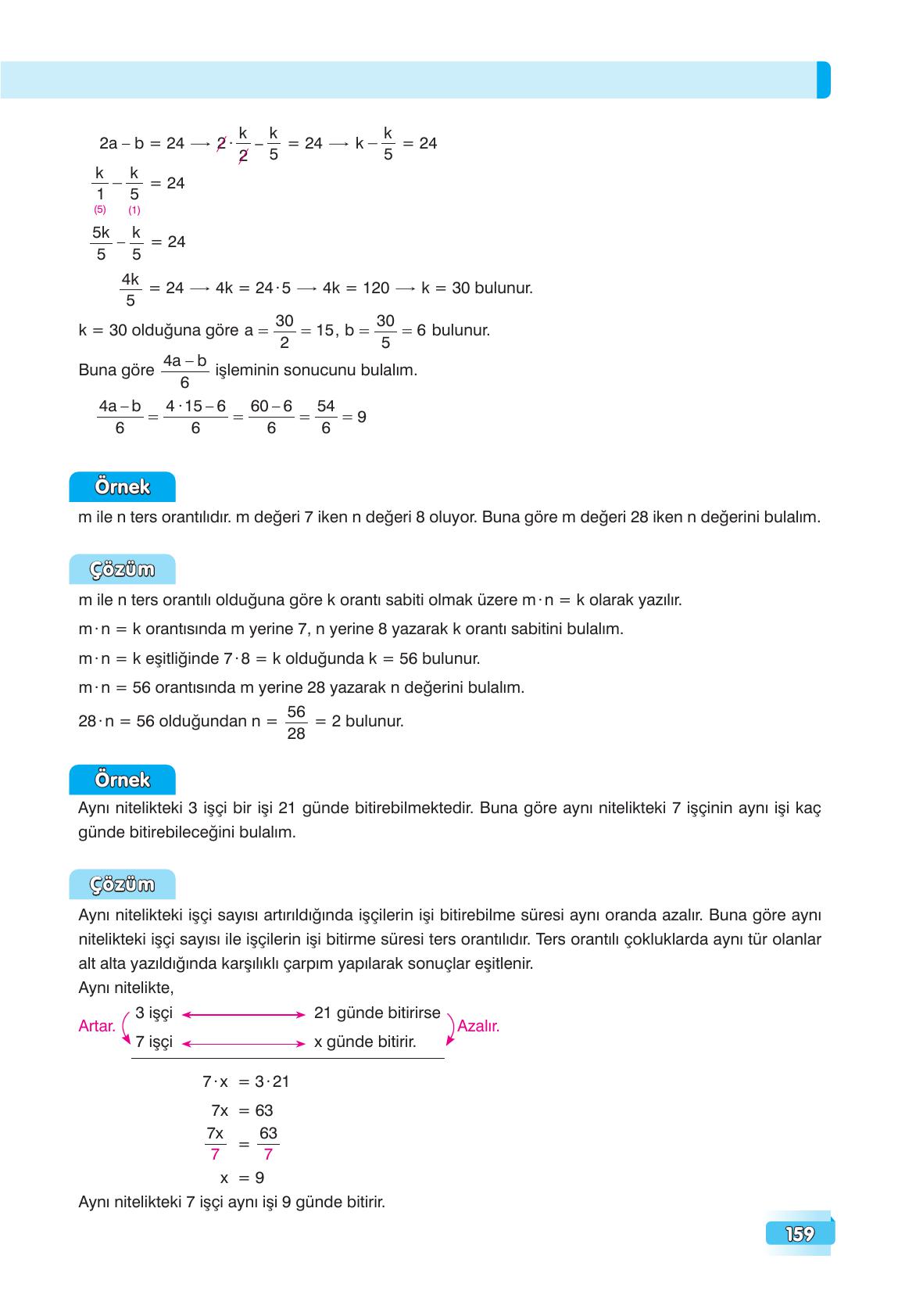 7. Sınıf Edat Yayınları Matematik Ders Kitabı Sayfa 159 Cevapları