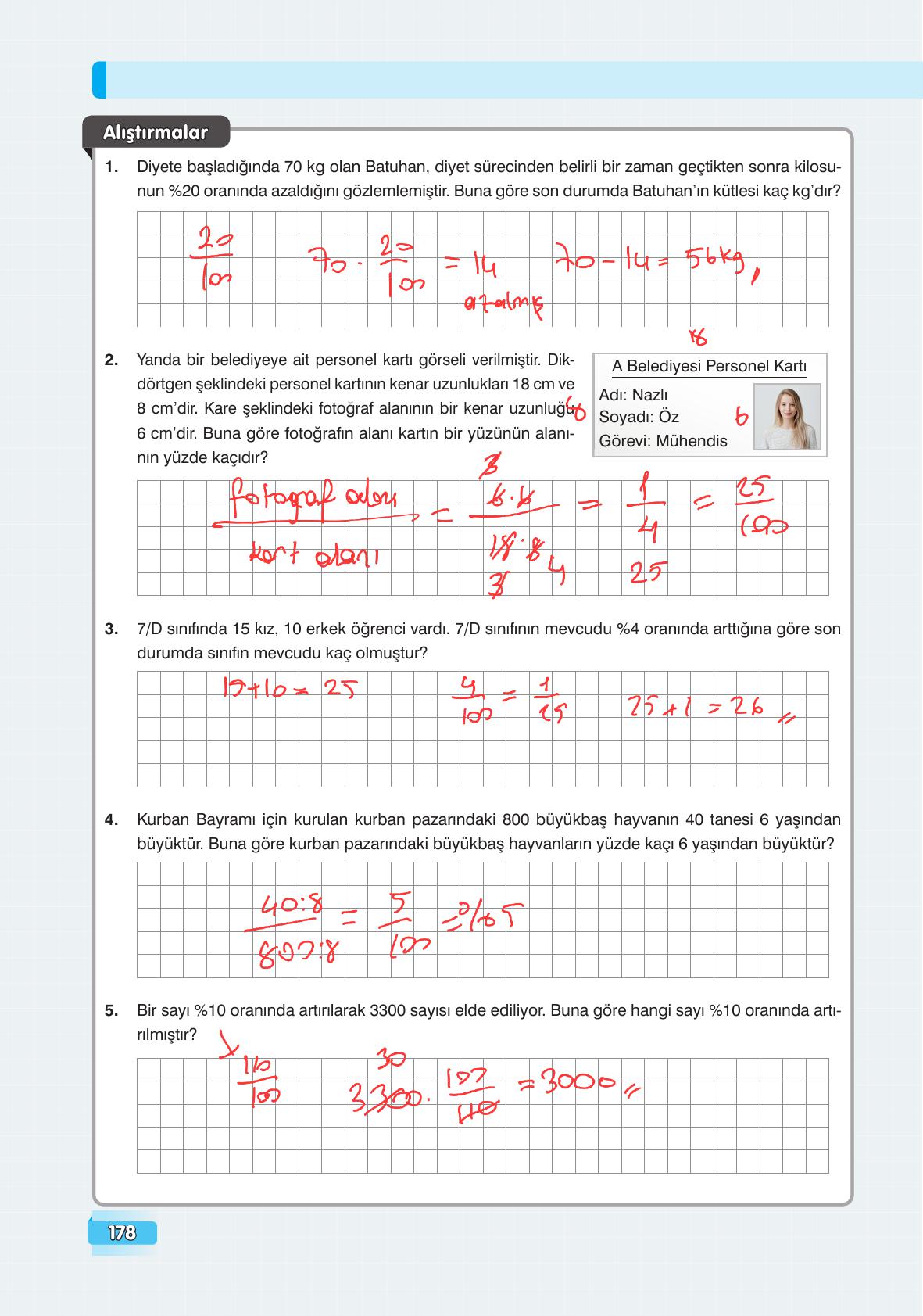 7. Sınıf Edat Yayınları Matematik Ders Kitabı Sayfa 178 Cevapları