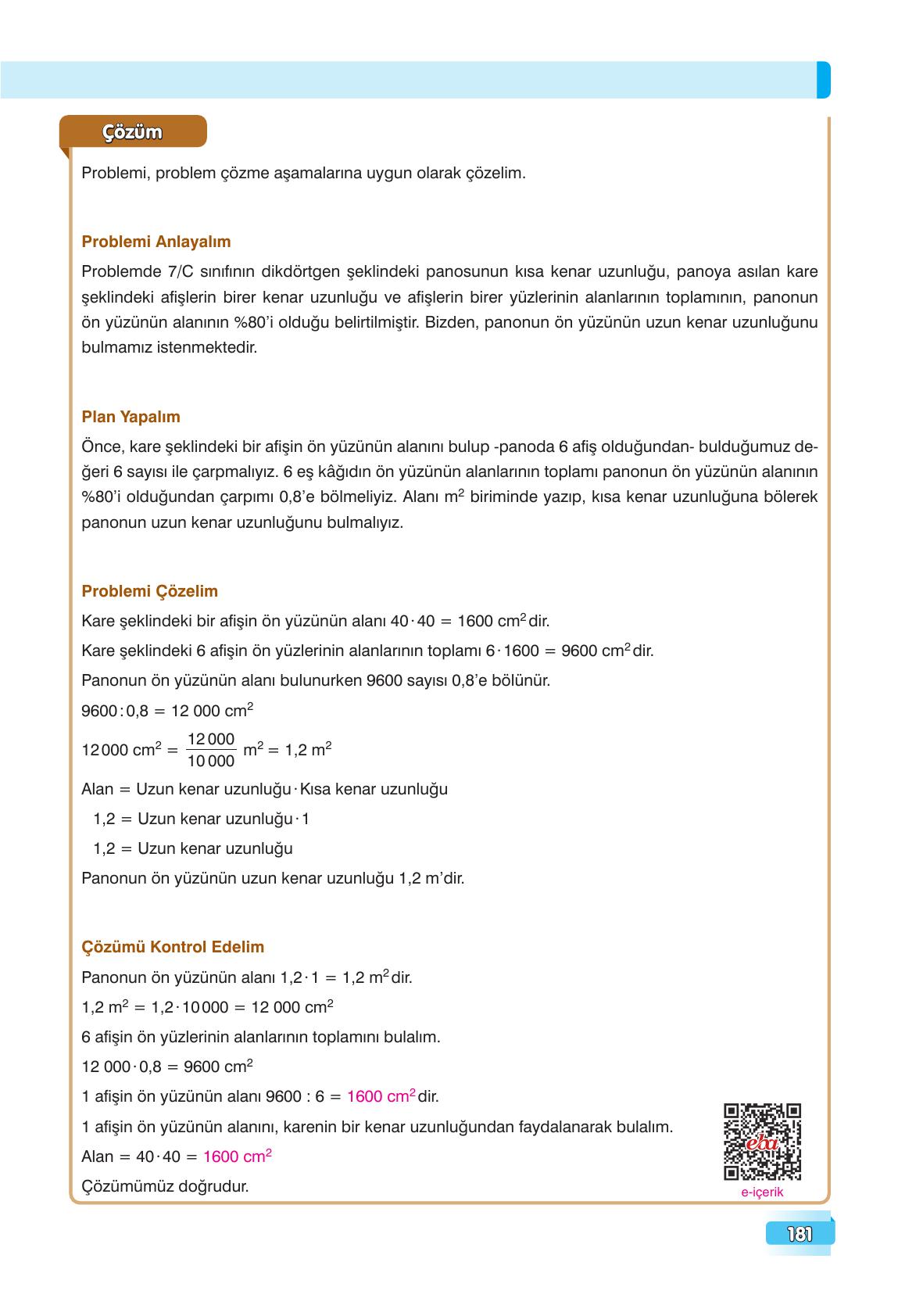 7. Sınıf Edat Yayınları Matematik Ders Kitabı Sayfa 181 Cevapları