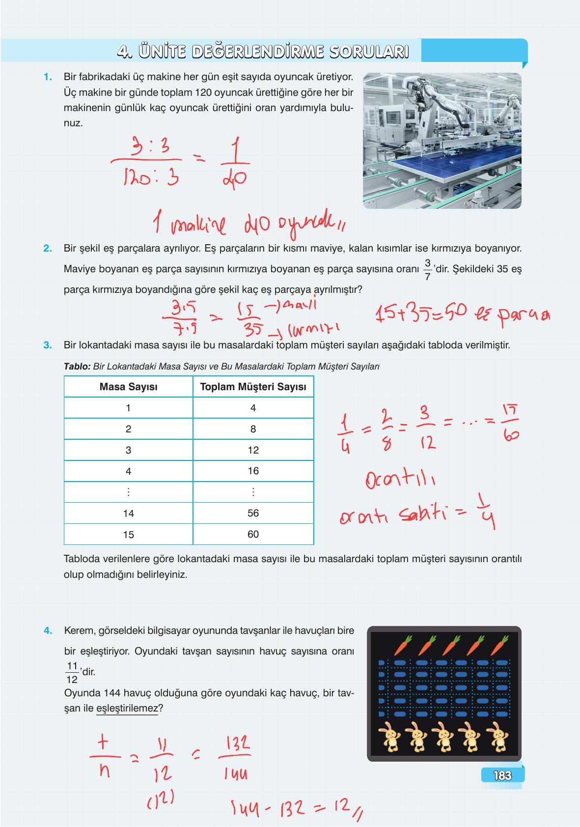 7. Sınıf Edat Yayınları Matematik Ders Kitabı Sayfa 183 Cevapları