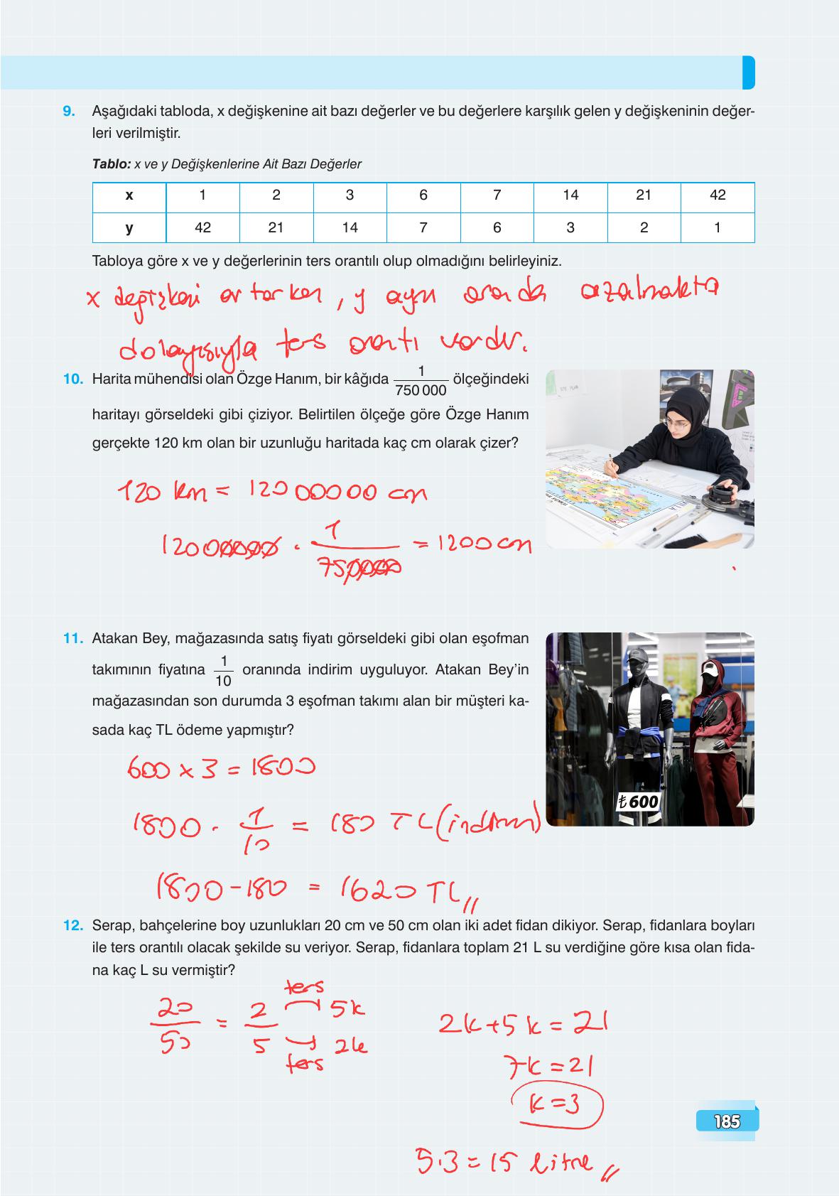 7. Sınıf Edat Yayınları Matematik Ders Kitabı Sayfa 185 Cevapları