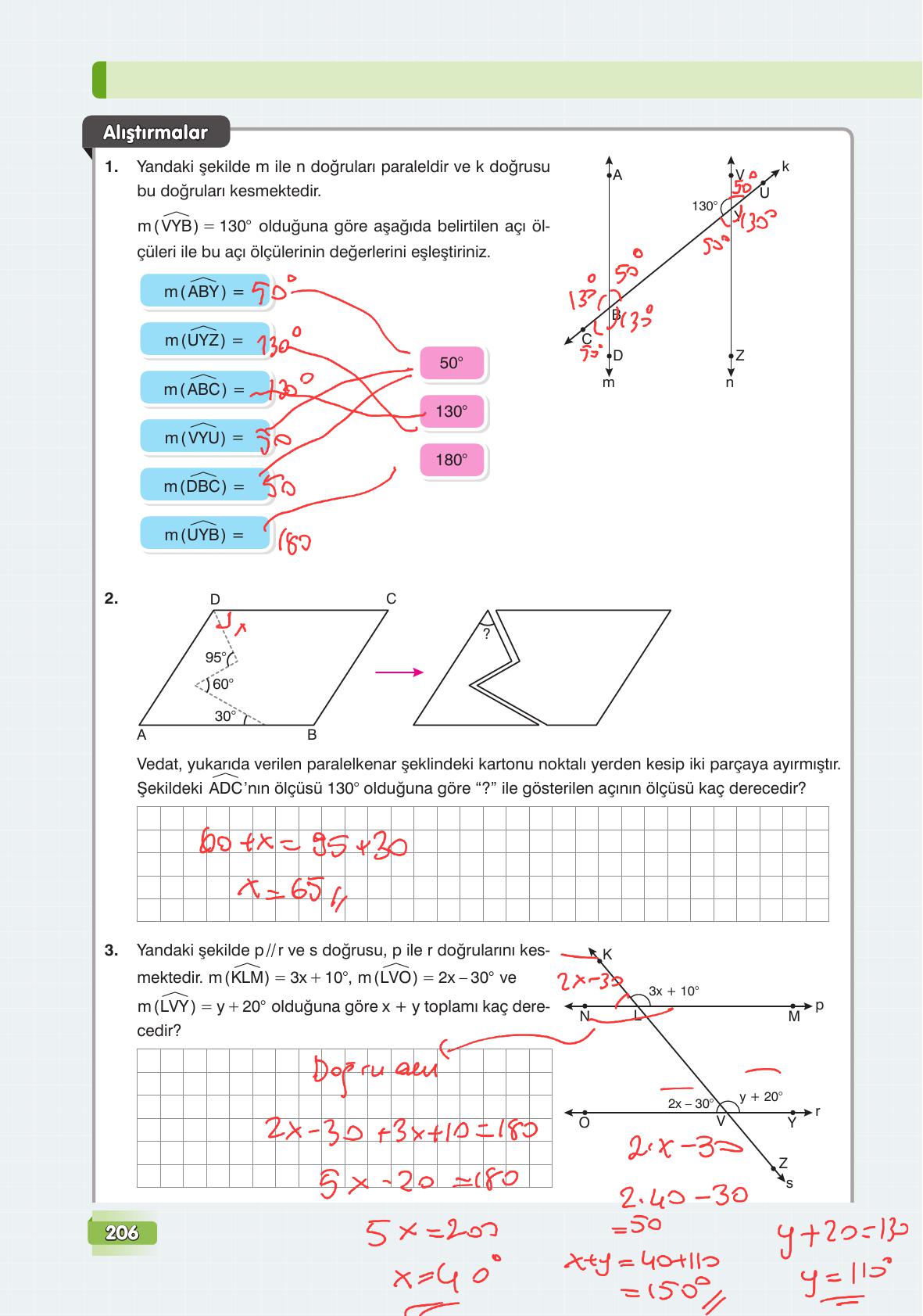 7. Sınıf Edat Yayınları Matematik Ders Kitabı Sayfa 206 Cevapları