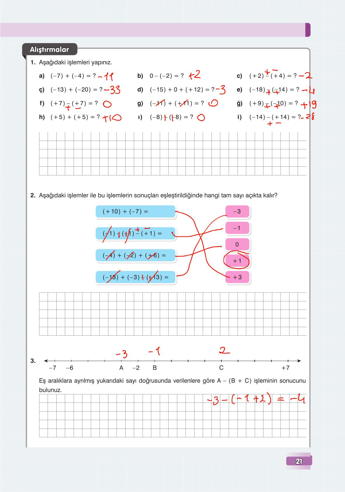 7. Sınıf Edat Yayınları Matematik Ders Kitabı Sayfa 21 Cevapları