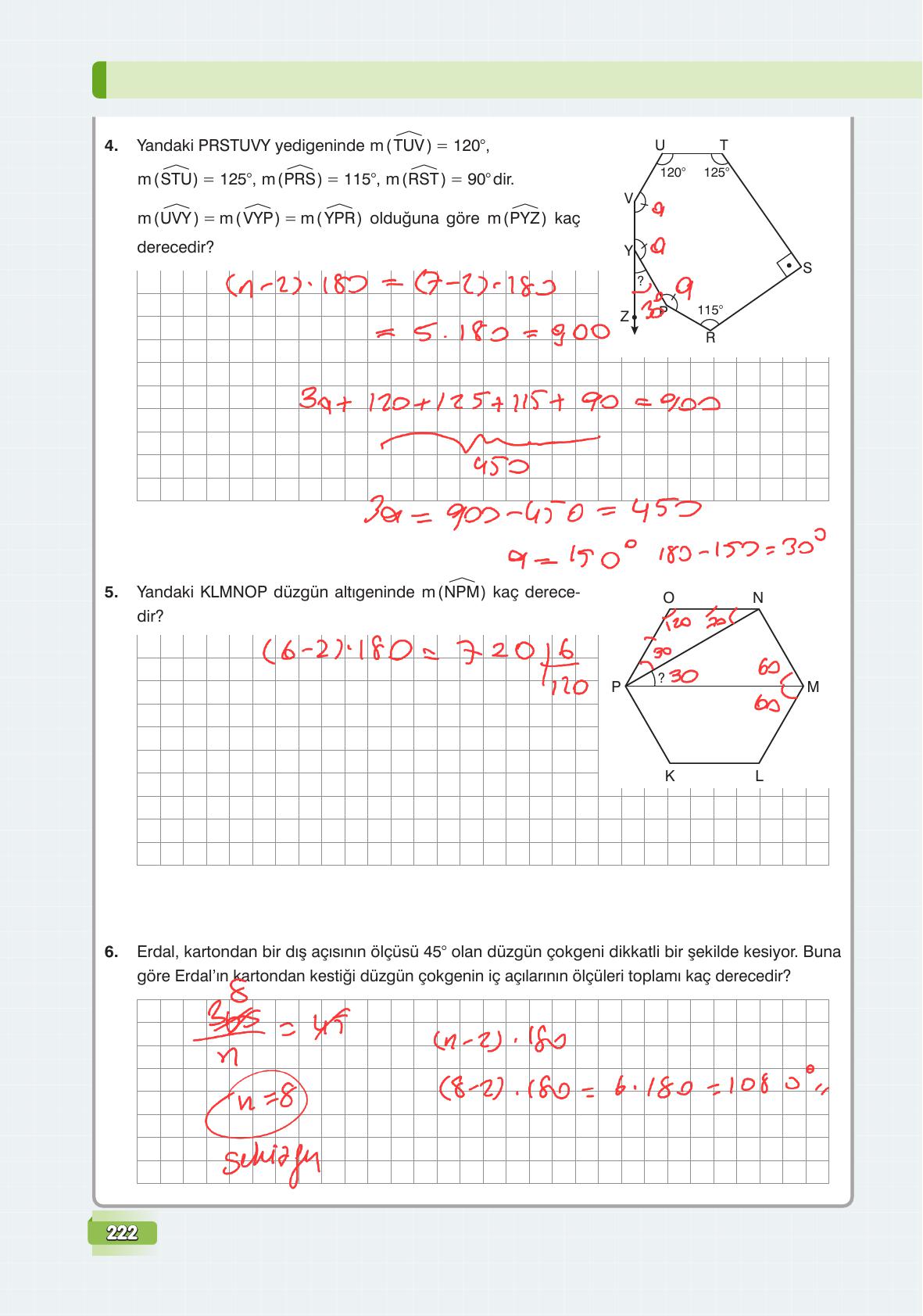 7. Sınıf Edat Yayınları Matematik Ders Kitabı Sayfa 222 Cevapları