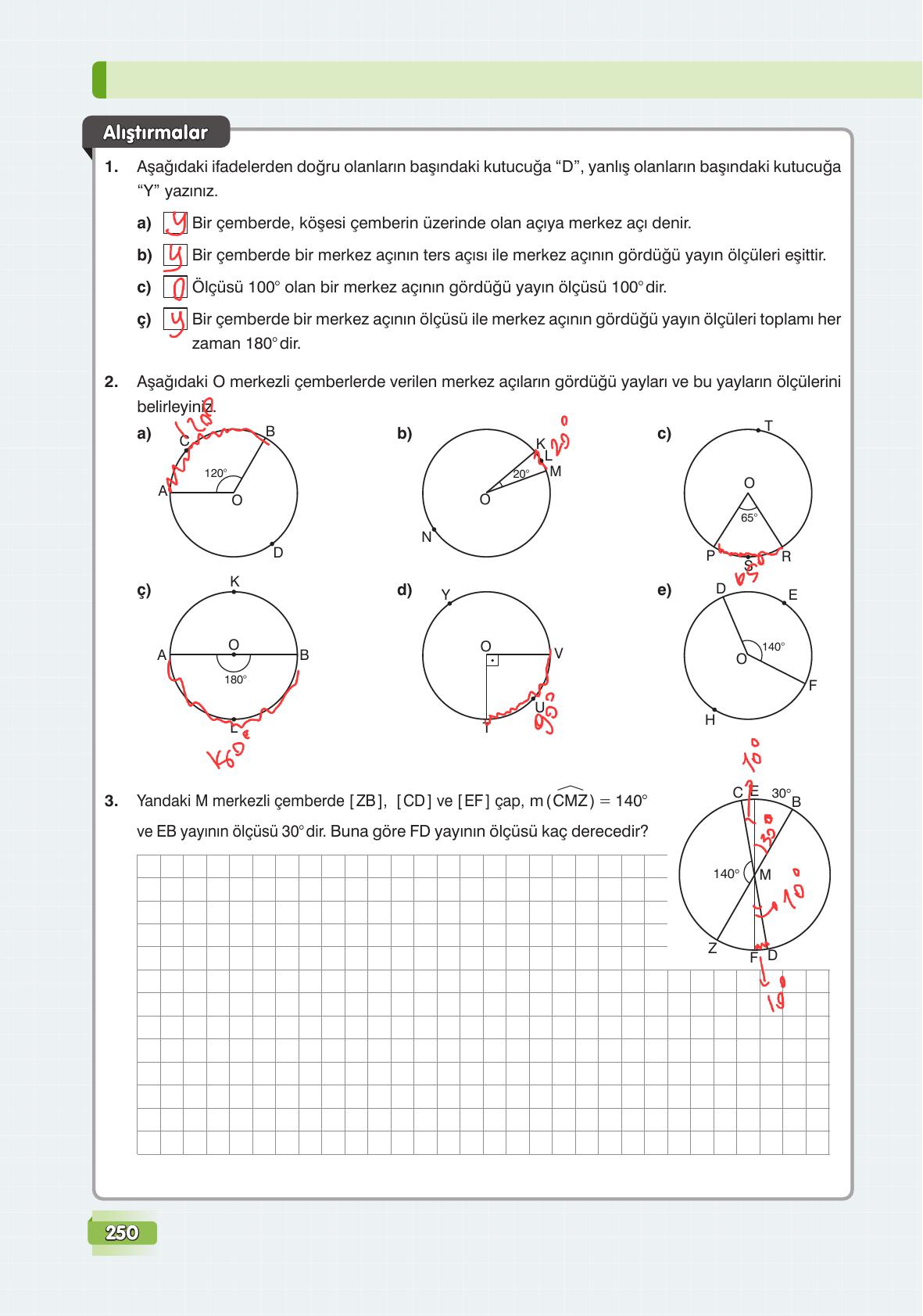 7. Sınıf Edat Yayınları Matematik Ders Kitabı Sayfa 250 Cevapları