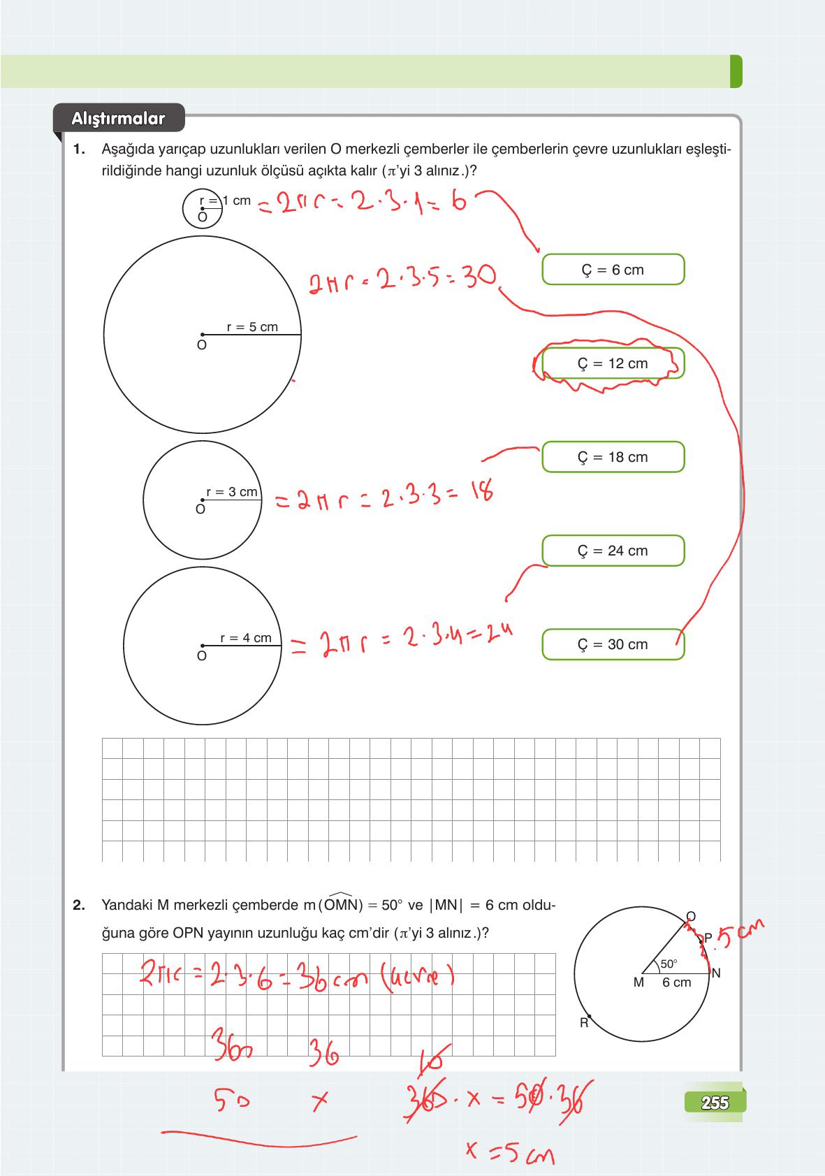 7. Sınıf Edat Yayınları Matematik Ders Kitabı Sayfa 255 Cevapları