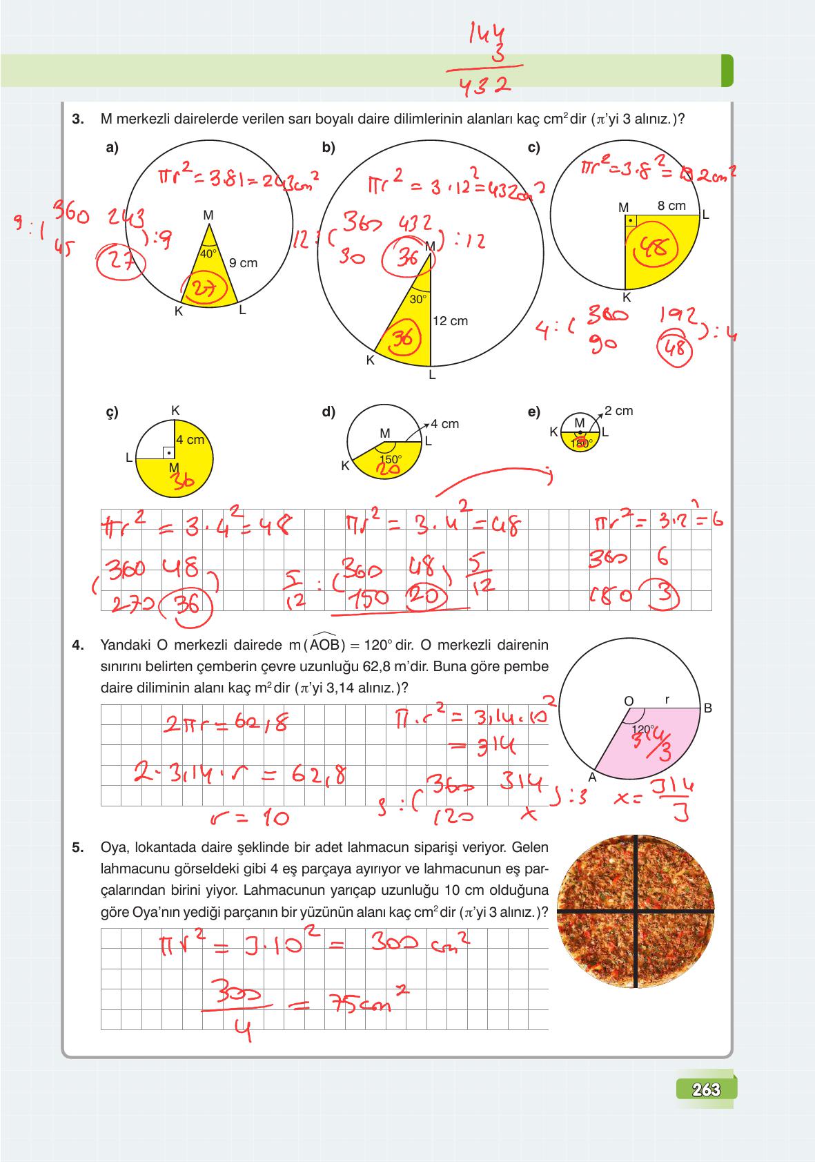 7. Sınıf Edat Yayınları Matematik Ders Kitabı Sayfa 263 Cevapları