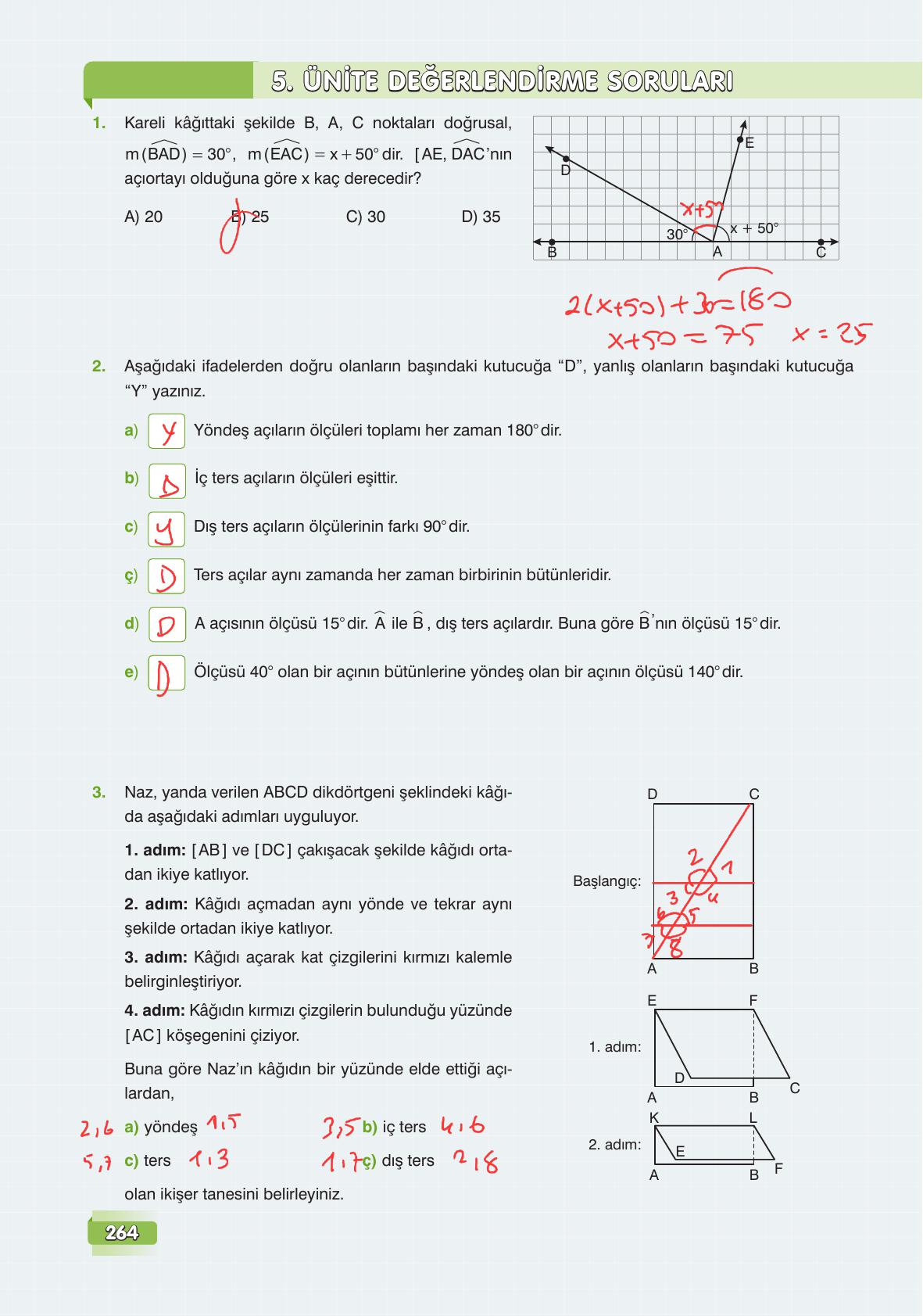 7. Sınıf Edat Yayınları Matematik Ders Kitabı Sayfa 264 Cevapları