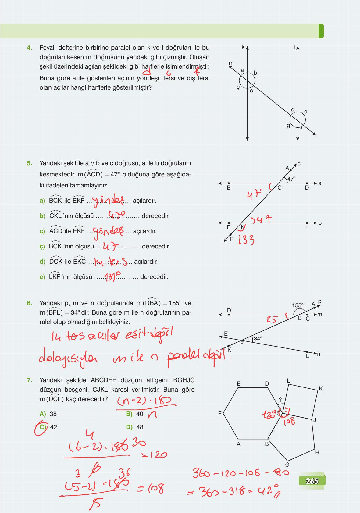 7. Sınıf Edat Yayınları Matematik Ders Kitabı Sayfa 265 Cevapları