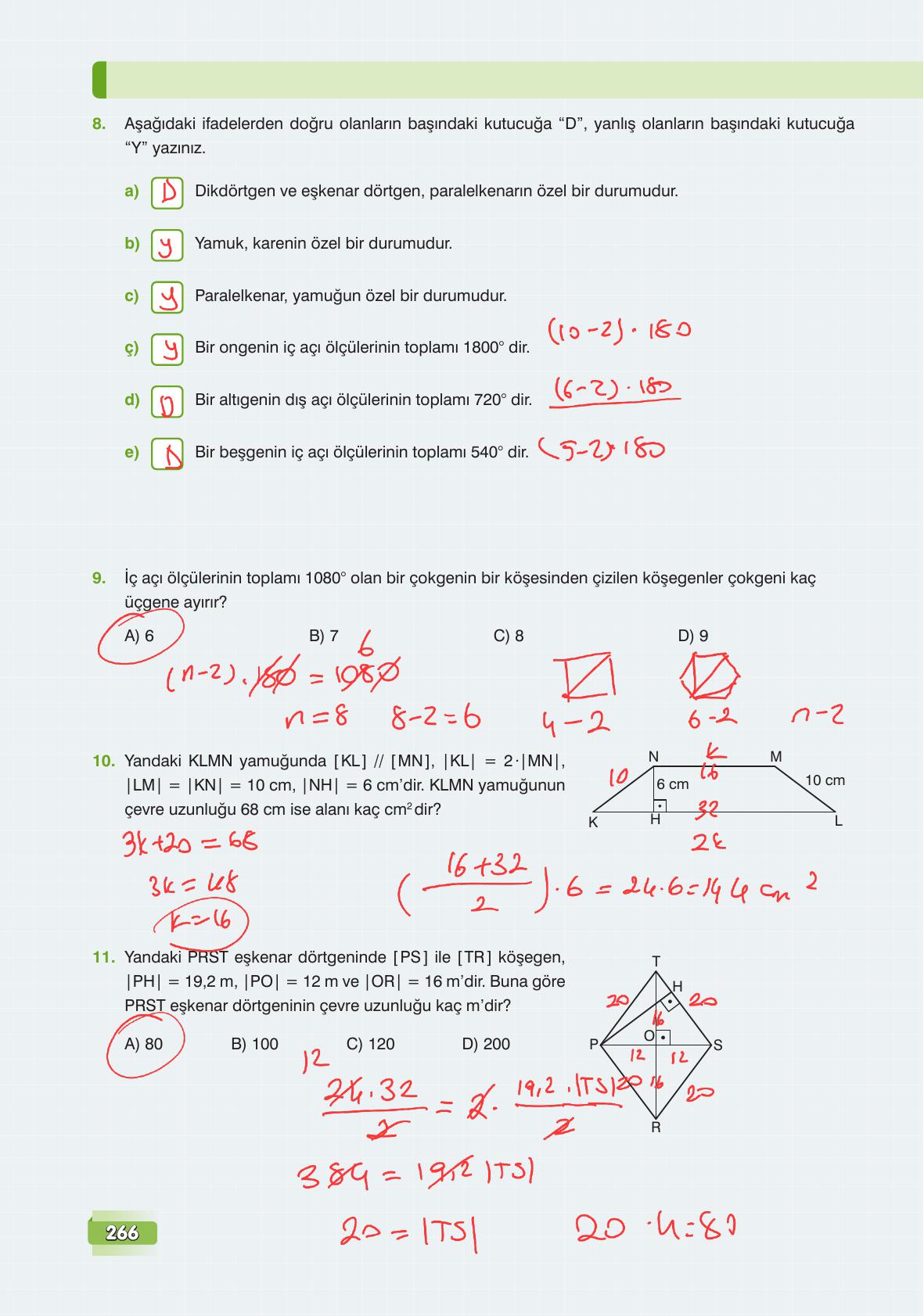 7. Sınıf Edat Yayınları Matematik Ders Kitabı Sayfa 266 Cevapları