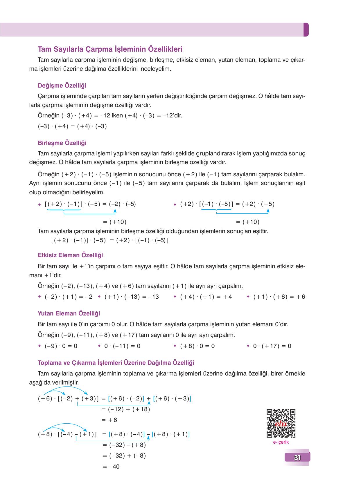 7. Sınıf Edat Yayınları Matematik Ders Kitabı Sayfa 31 Cevapları