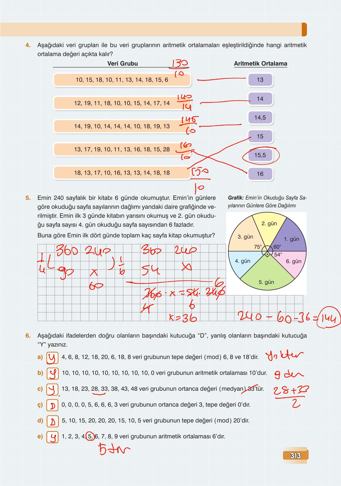 7. Sınıf Edat Yayınları Matematik Ders Kitabı Sayfa 313 Cevapları