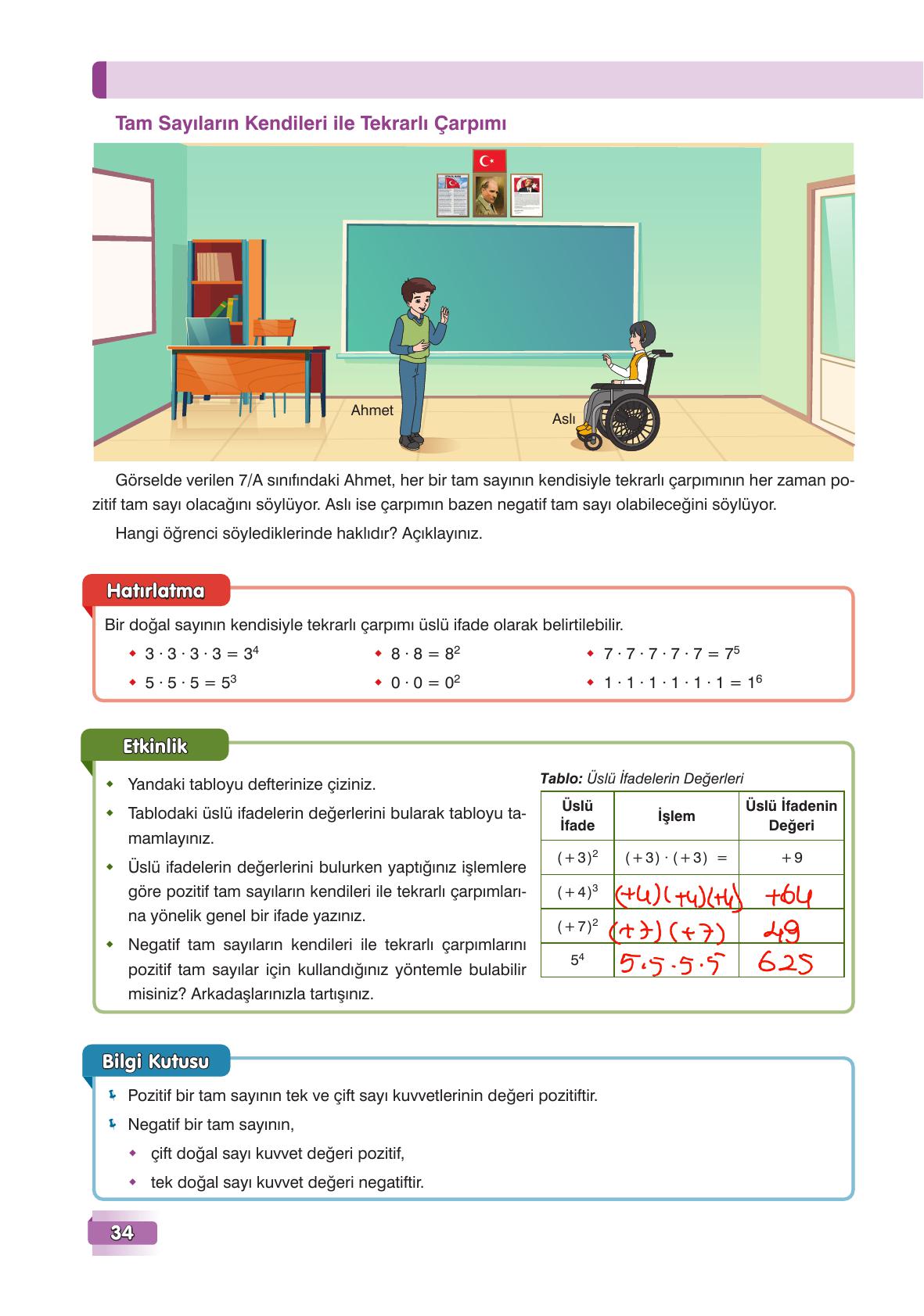 7. Sınıf Edat Yayınları Matematik Ders Kitabı Sayfa 34 Cevapları