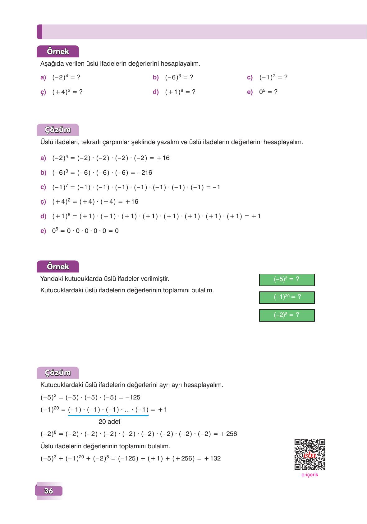 7. Sınıf Edat Yayınları Matematik Ders Kitabı Sayfa 36 Cevapları