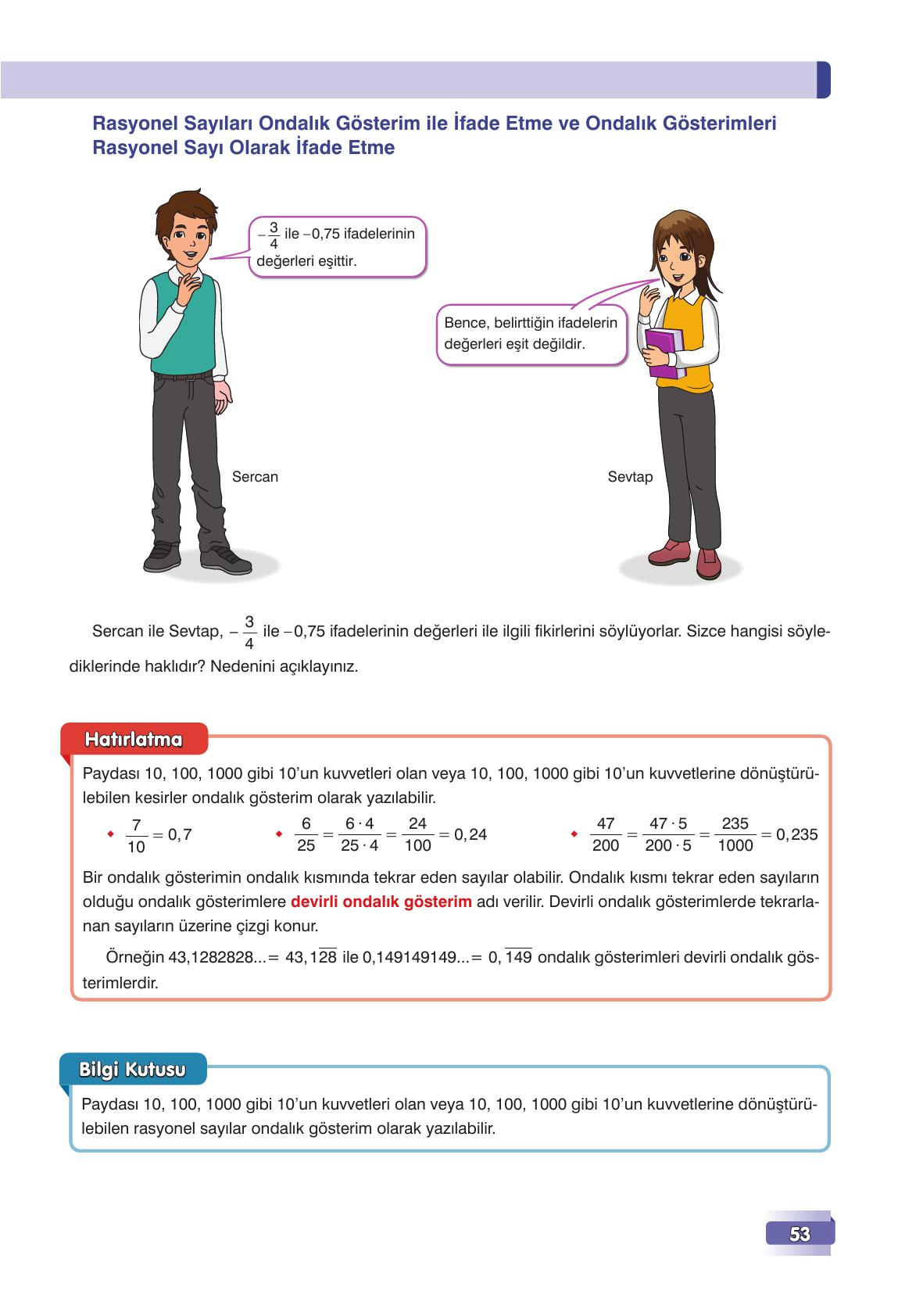 7. Sınıf Edat Yayınları Matematik Ders Kitabı Sayfa 53 Cevapları