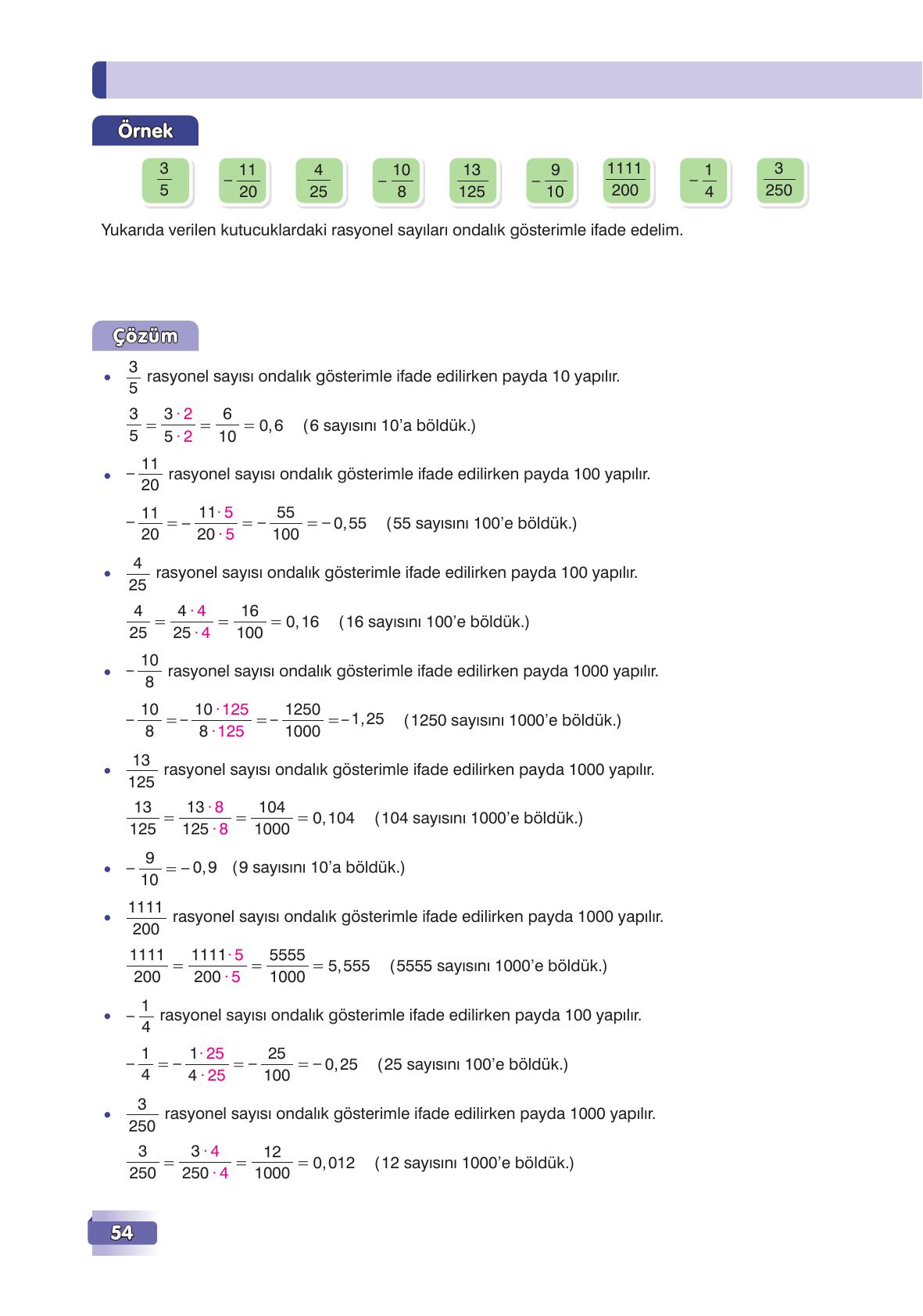 7. Sınıf Edat Yayınları Matematik Ders Kitabı Sayfa 54 Cevapları