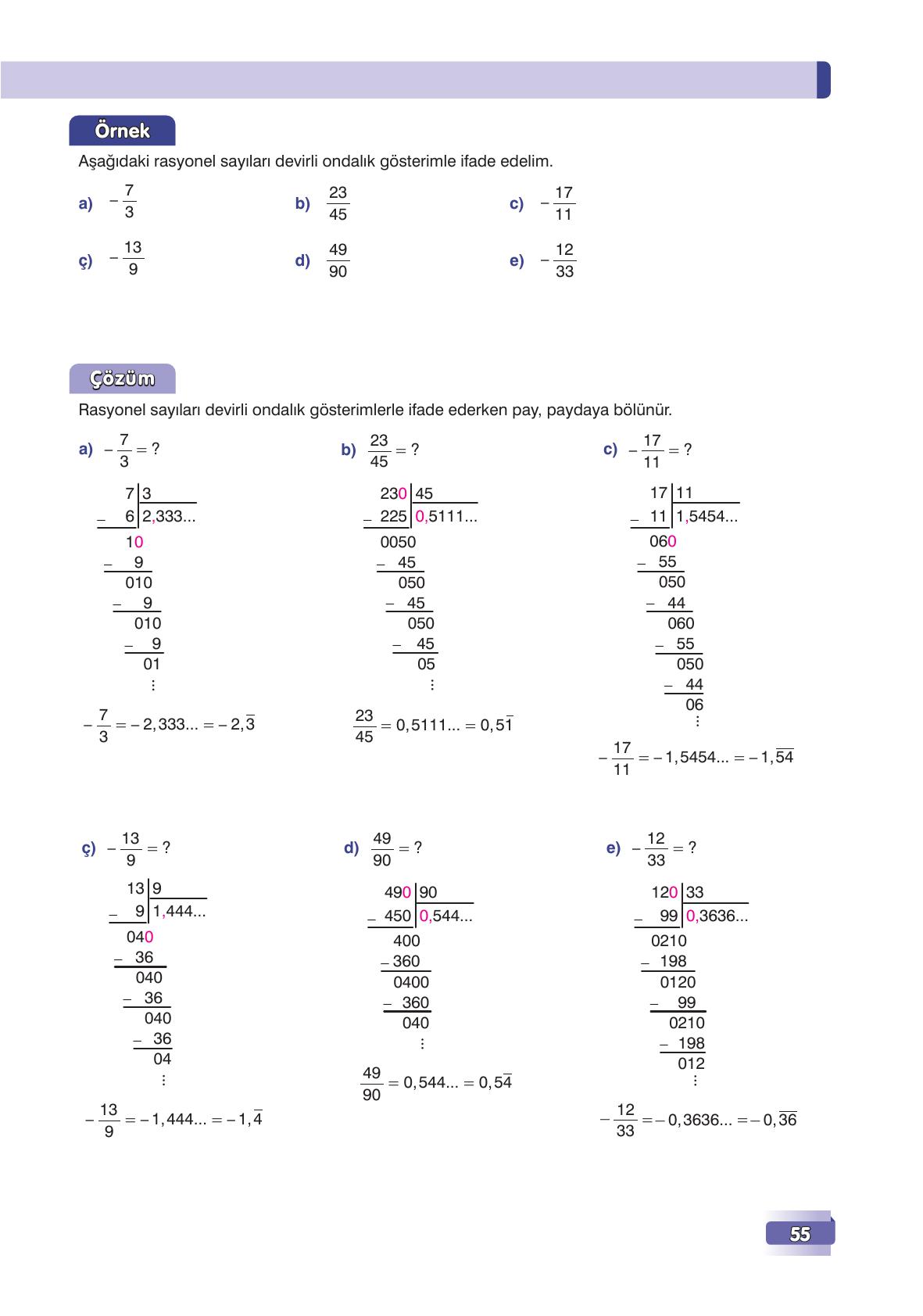 7. Sınıf Edat Yayınları Matematik Ders Kitabı Sayfa 55 Cevapları