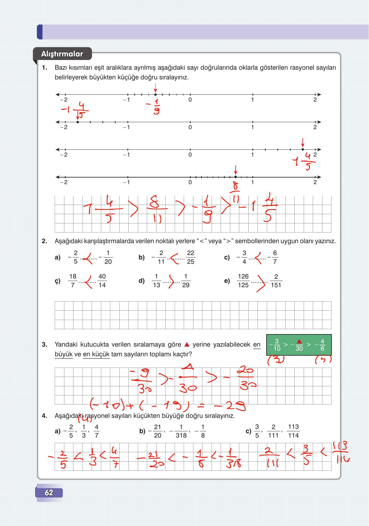 7. Sınıf Edat Yayınları Matematik Ders Kitabı Sayfa 62 Cevapları