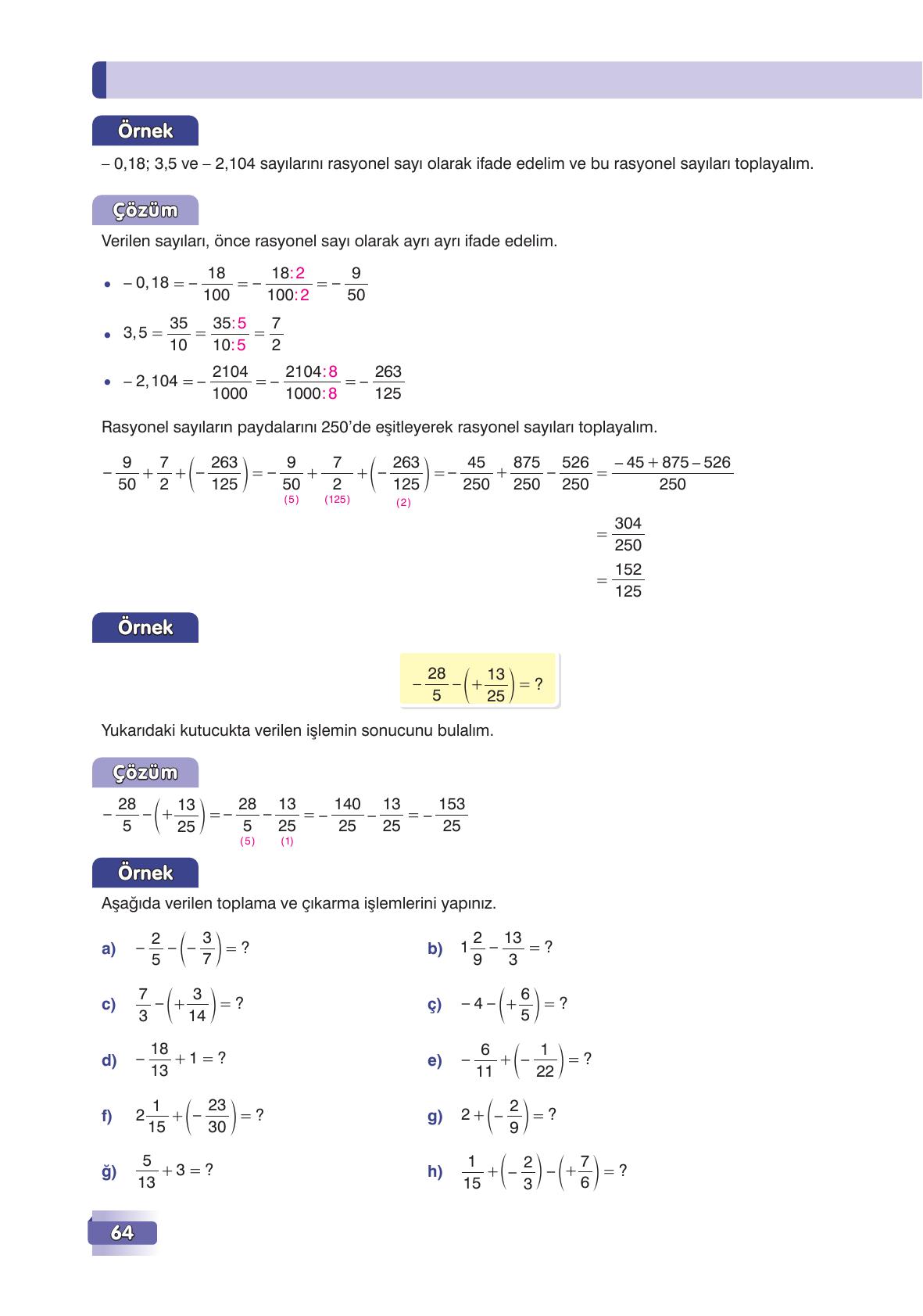 7. Sınıf Edat Yayınları Matematik Ders Kitabı Sayfa 64 Cevapları