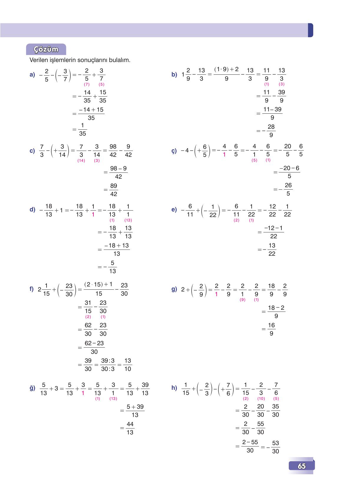 7. Sınıf Edat Yayınları Matematik Ders Kitabı Sayfa 65 Cevapları