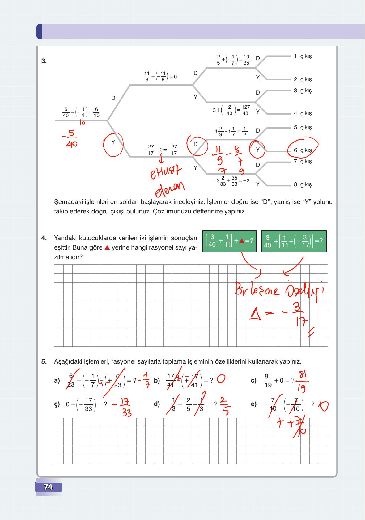 7. Sınıf Edat Yayınları Matematik Ders Kitabı Sayfa 74 Cevapları