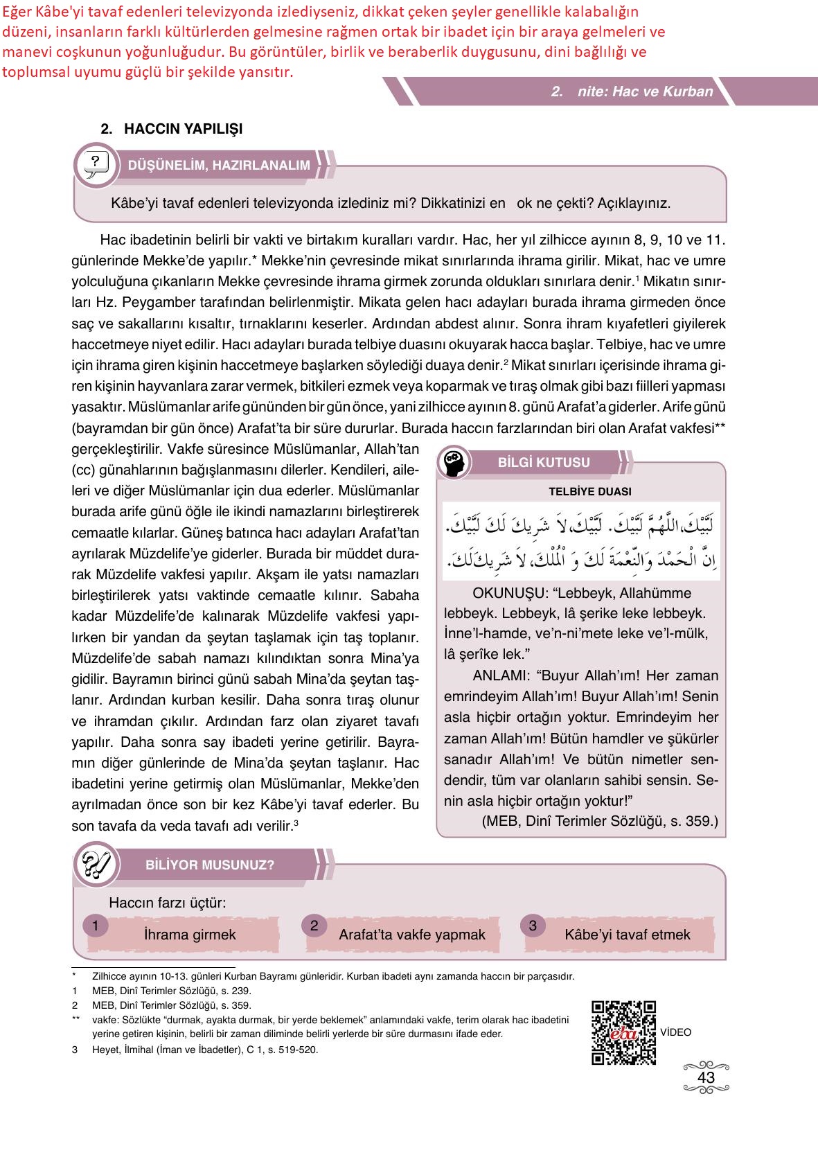 7. Sınıf Erkad Yayınları Din Kültürü Ders Kitabı Sayfa 43 Cevapları