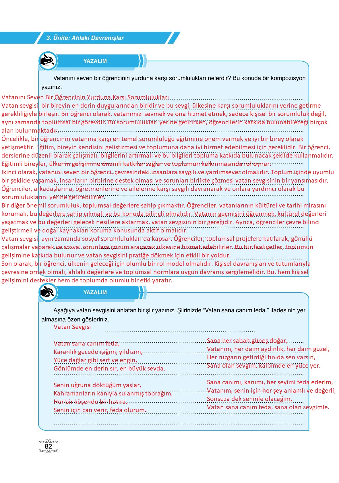 7. Sınıf Erkad Yayınları Din Kültürü Ders Kitabı Sayfa 82 Cevapları