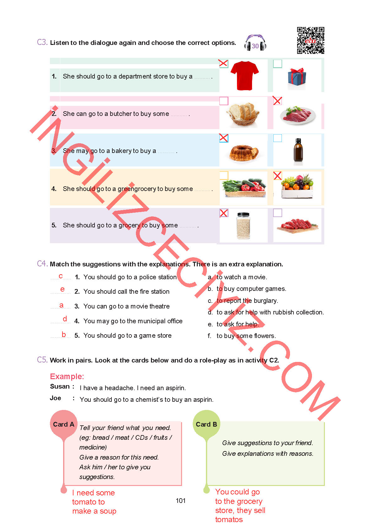 7. Sınıf Yıldırım Yayınları İngilizce Ders Kitabı Sayfa 101 Cevapları