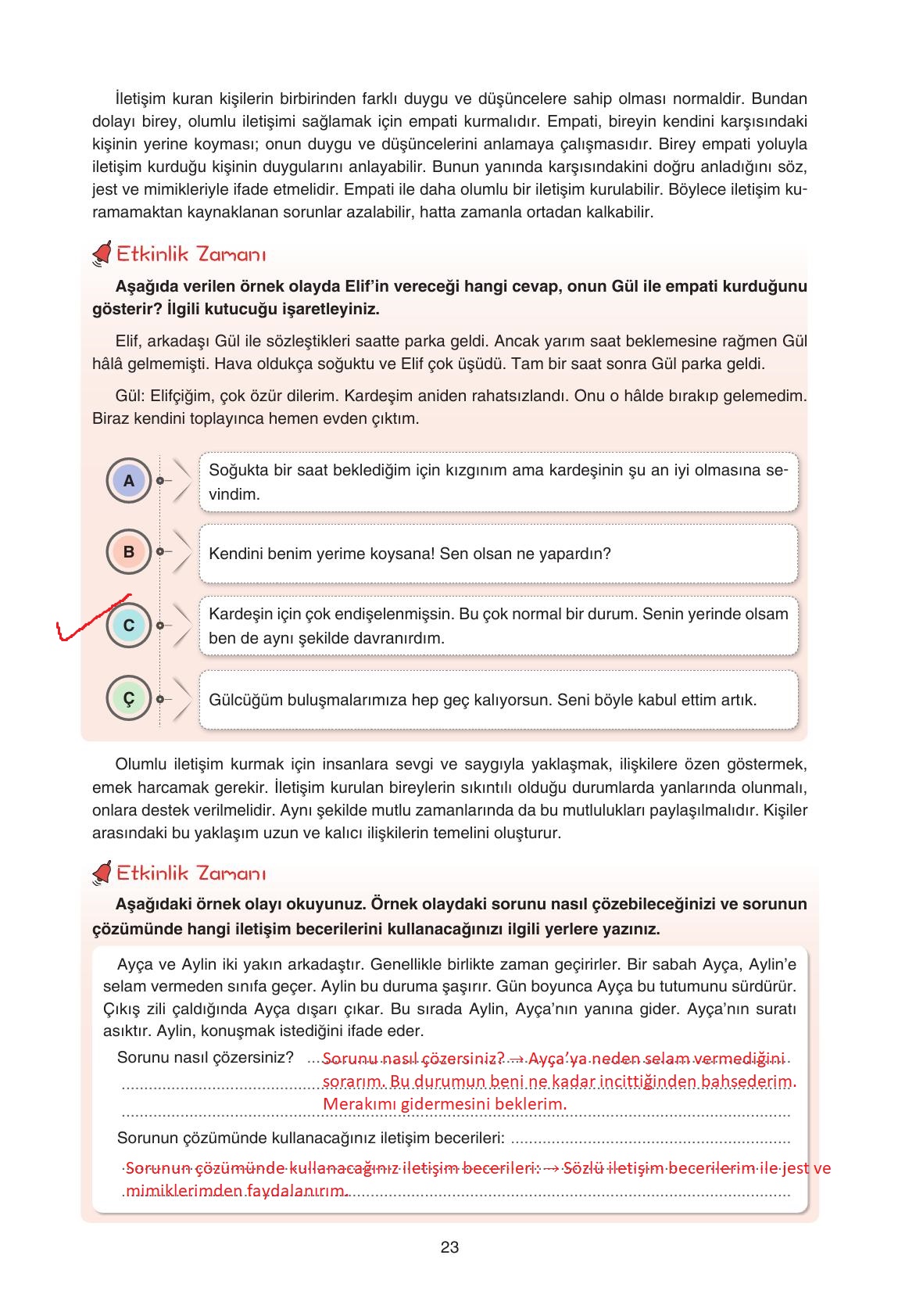 7. Sınıf Yıldırım Yayınları Sosyal Bilgiler Ders Kitabı Sayfa 23 Cevapları