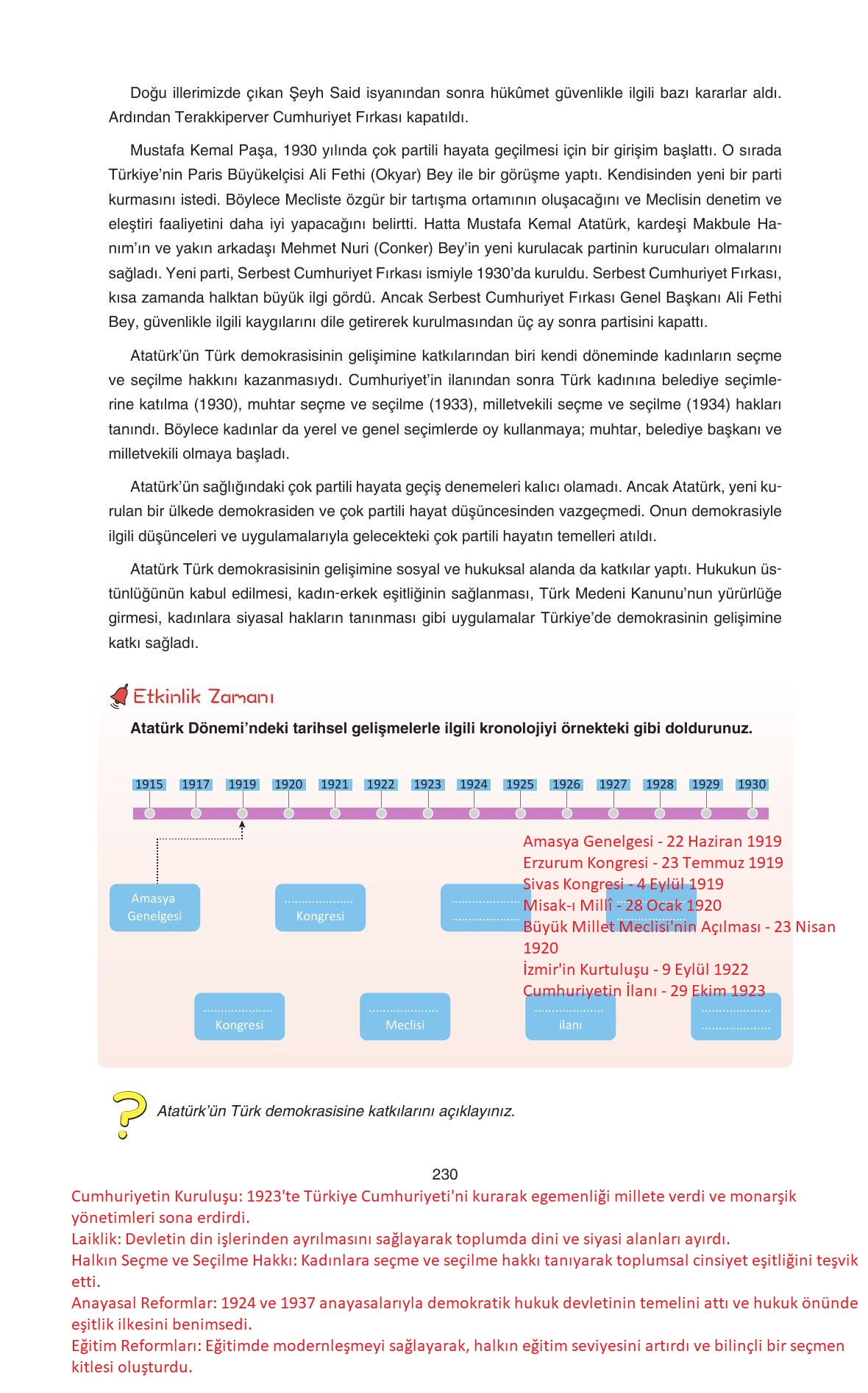 7. Sınıf Yıldırım Yayınları Sosyal Bilgiler Ders Kitabı Sayfa 230 Cevapları