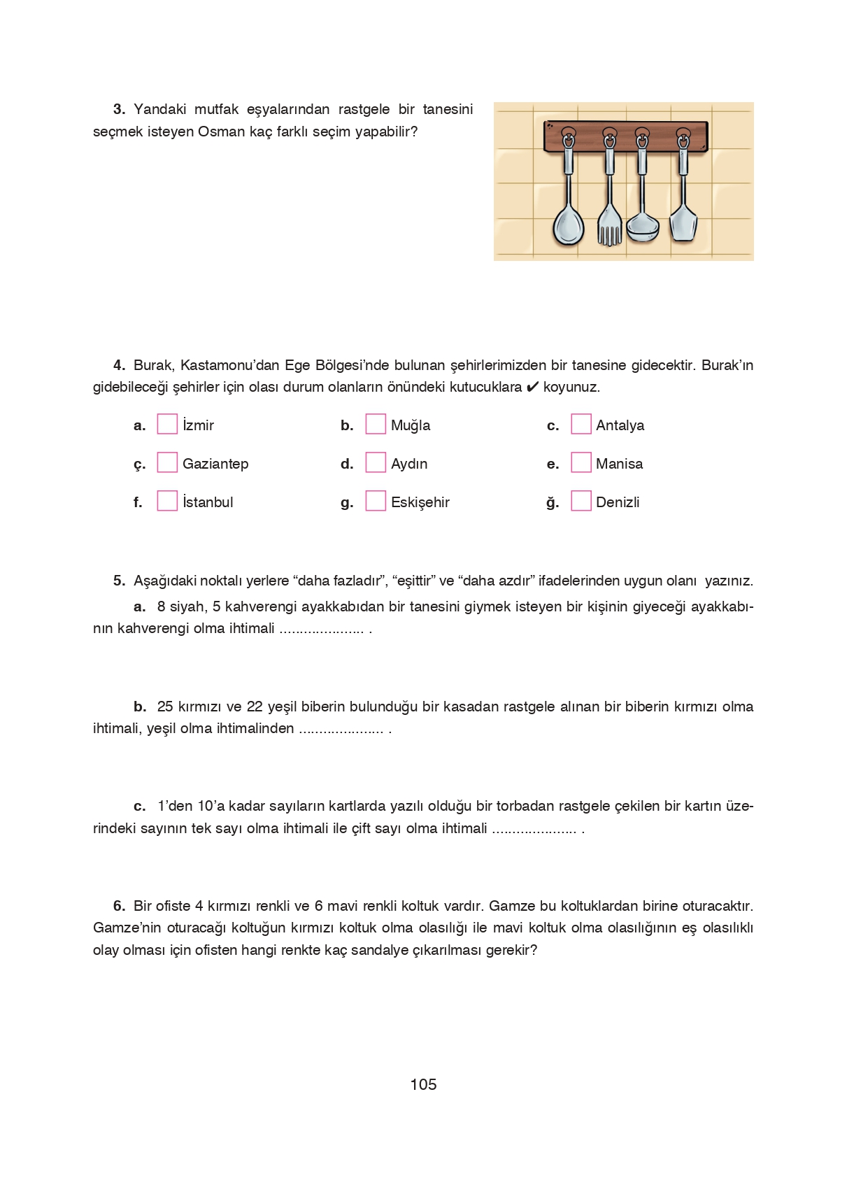 8. Sınıf Ada Matbaacılık Yayıncılık Matematik Ders Kitabı Sayfa 105 Cevapları