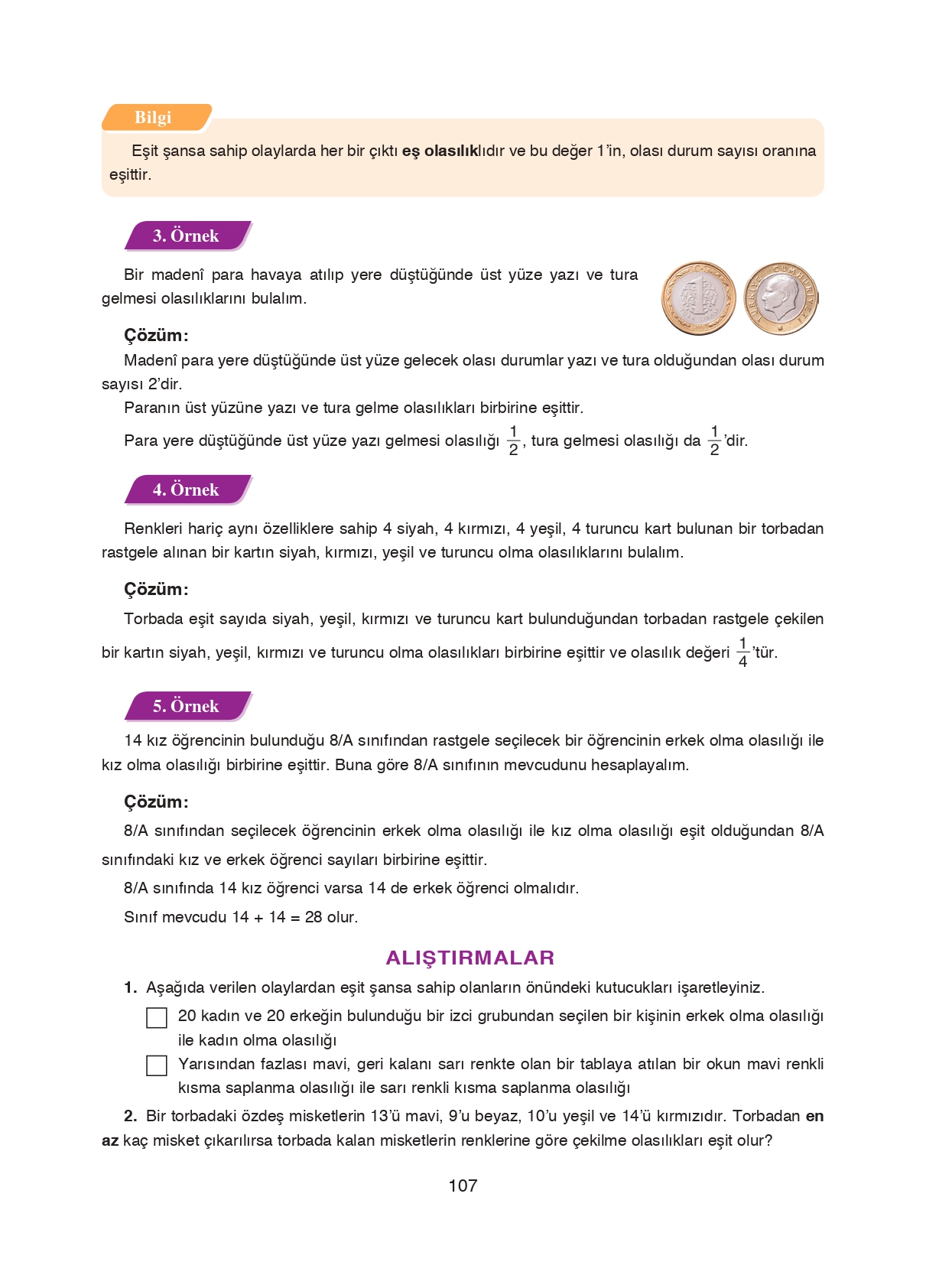 8. Sınıf Ada Matbaacılık Yayıncılık Matematik Ders Kitabı Sayfa 107 Cevapları