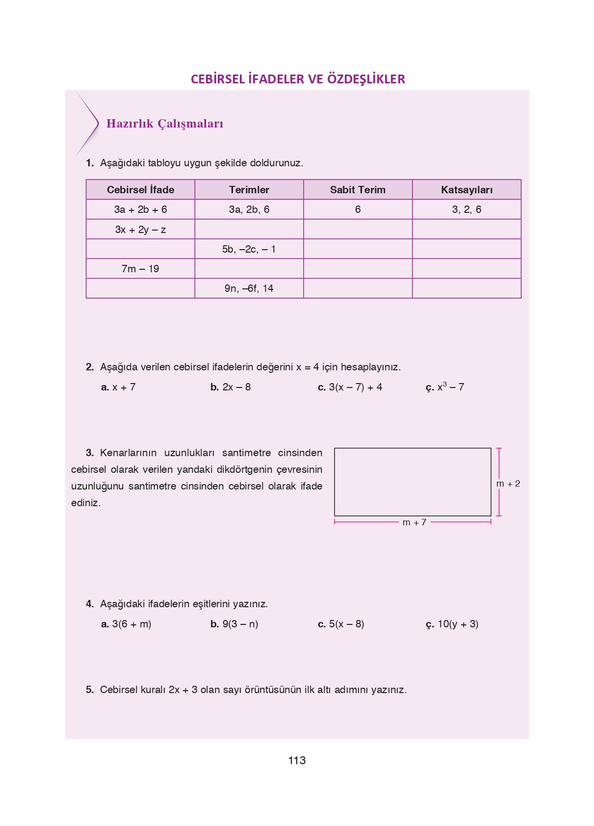 8. Sınıf Ada Matbaacılık Yayıncılık Matematik Ders Kitabı Sayfa 113 Cevapları