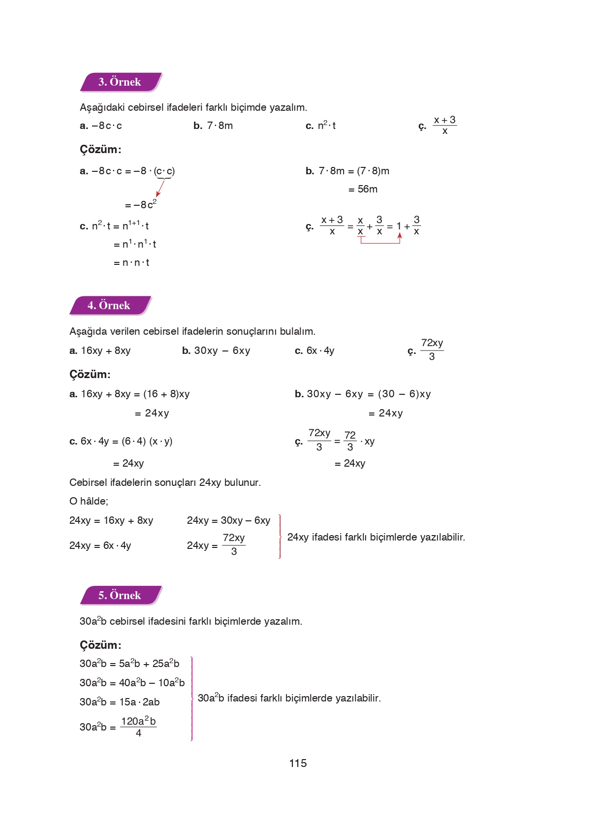 8. Sınıf Ada Matbaacılık Yayıncılık Matematik Ders Kitabı Sayfa 115 Cevapları