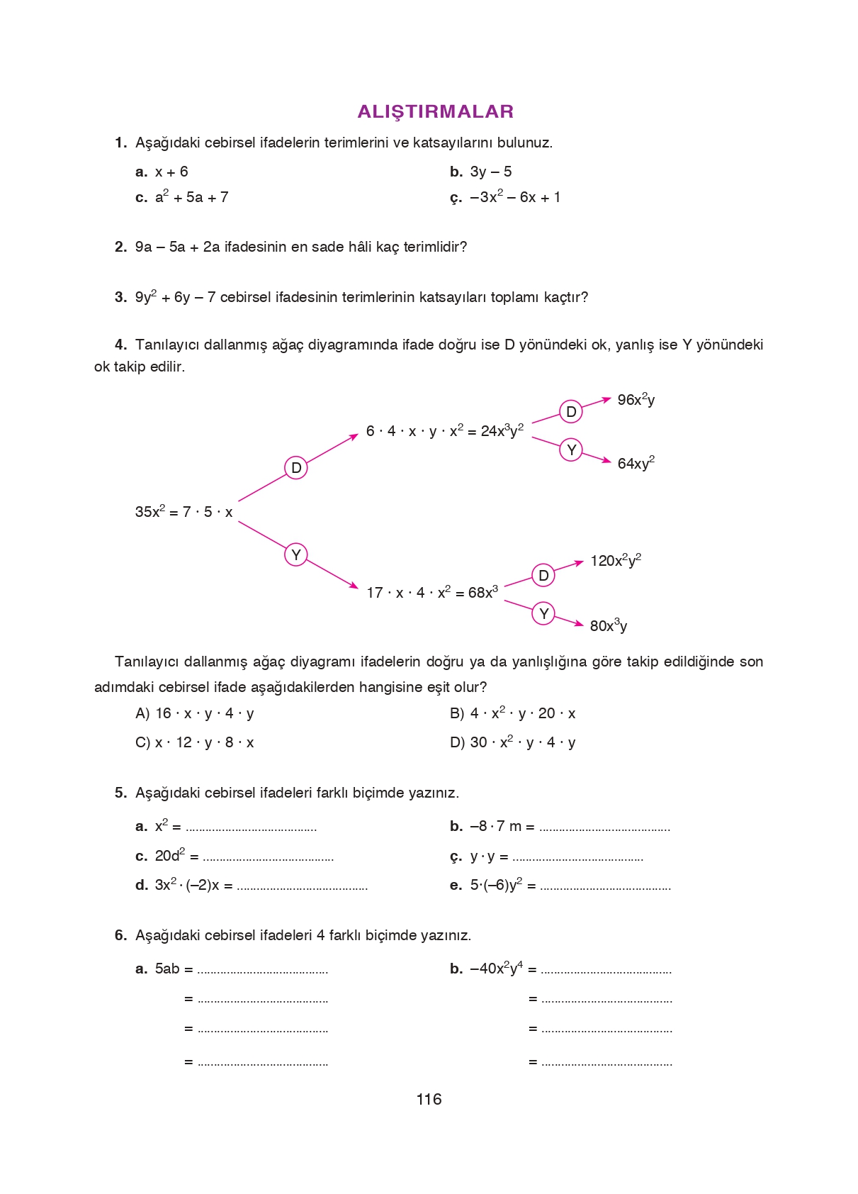 8. Sınıf Ada Matbaacılık Yayıncılık Matematik Ders Kitabı Sayfa 116 Cevapları